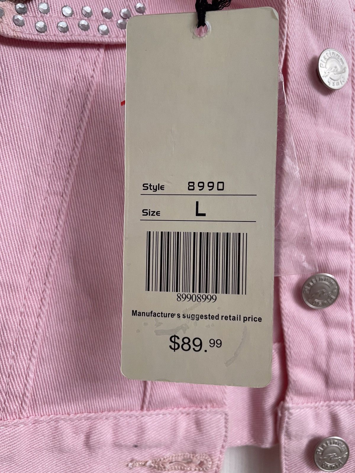 Vintage Vintage Platinum Plush Pink Jacket With Rhinestones Size L / US 10 / IT 46 - 4 Thumbnail
