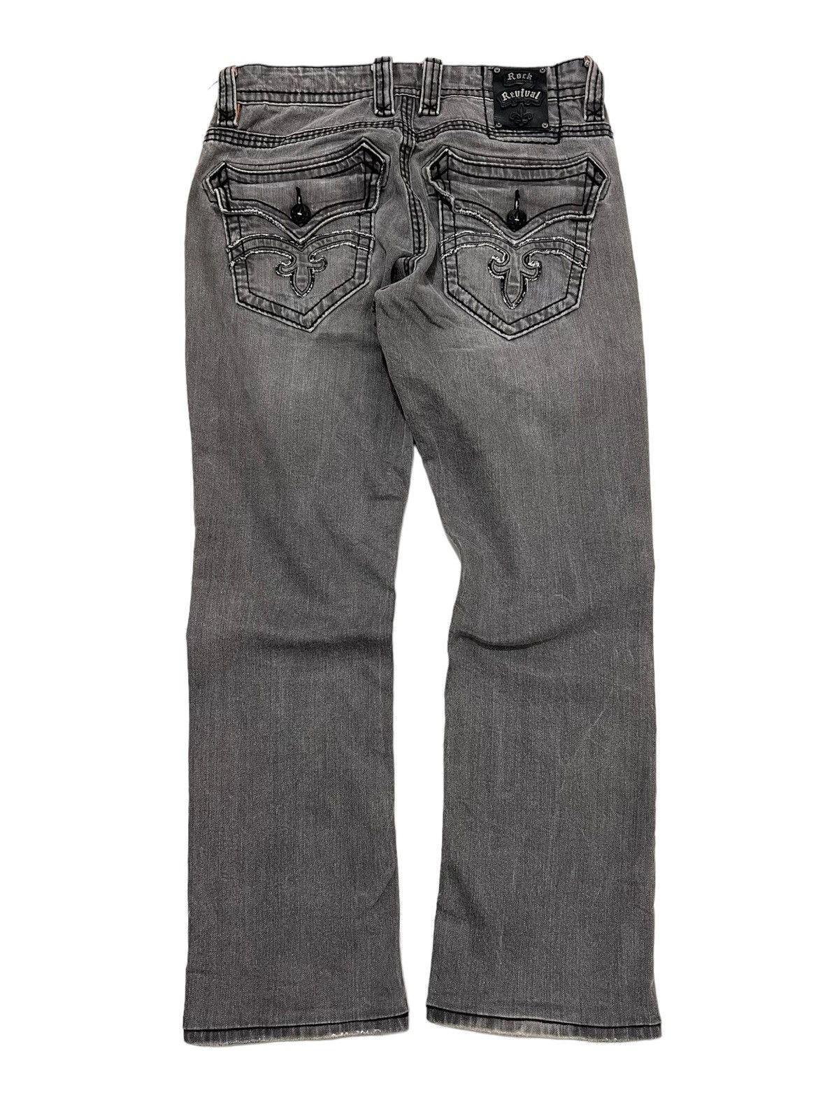 Vintage Rock Revival flared black wash jeans