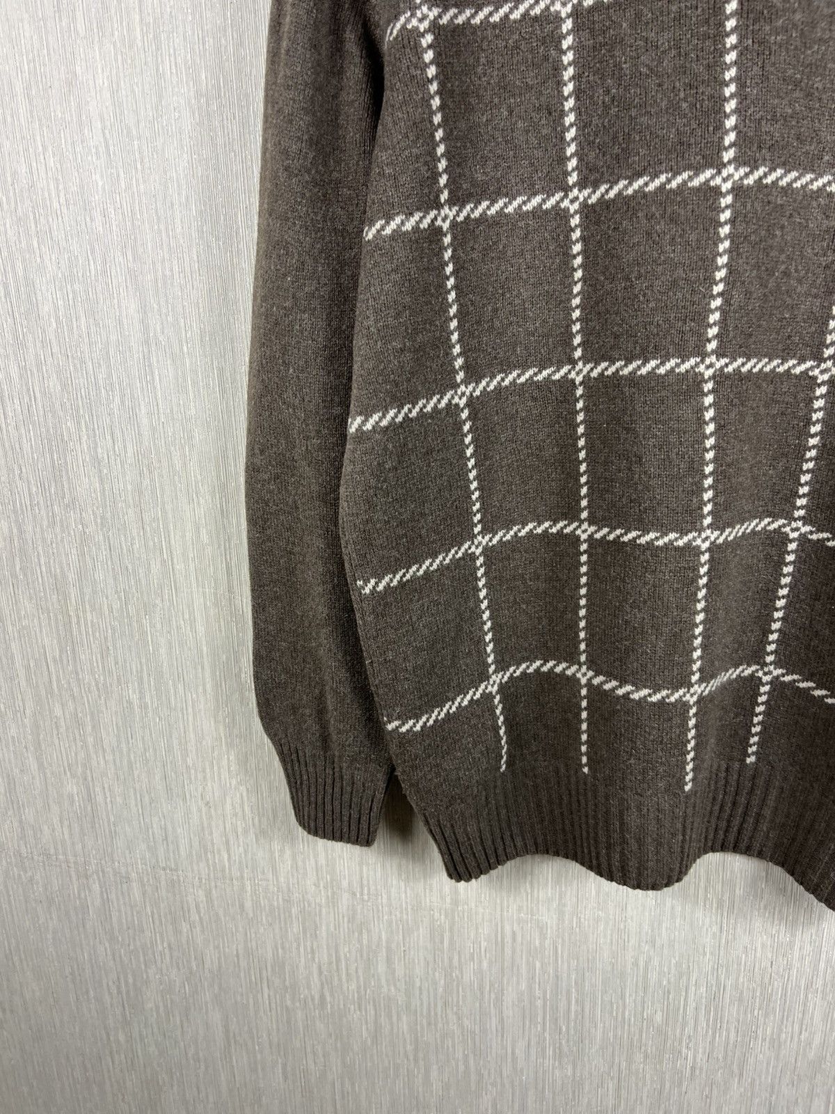 Balmain Vintage 90s Balmain wool checkered knit sweater cord knitted Size US M / EU 48-50 / 2 - 7 Thumbnail