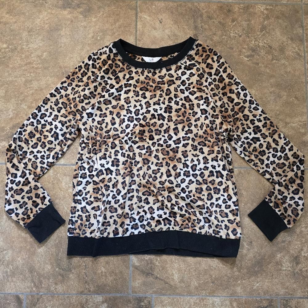 Designer Brown Leopard Black Trim ST Soft Sweater Size M / US 6-8 / IT 42-44 - 1 Thumbnail