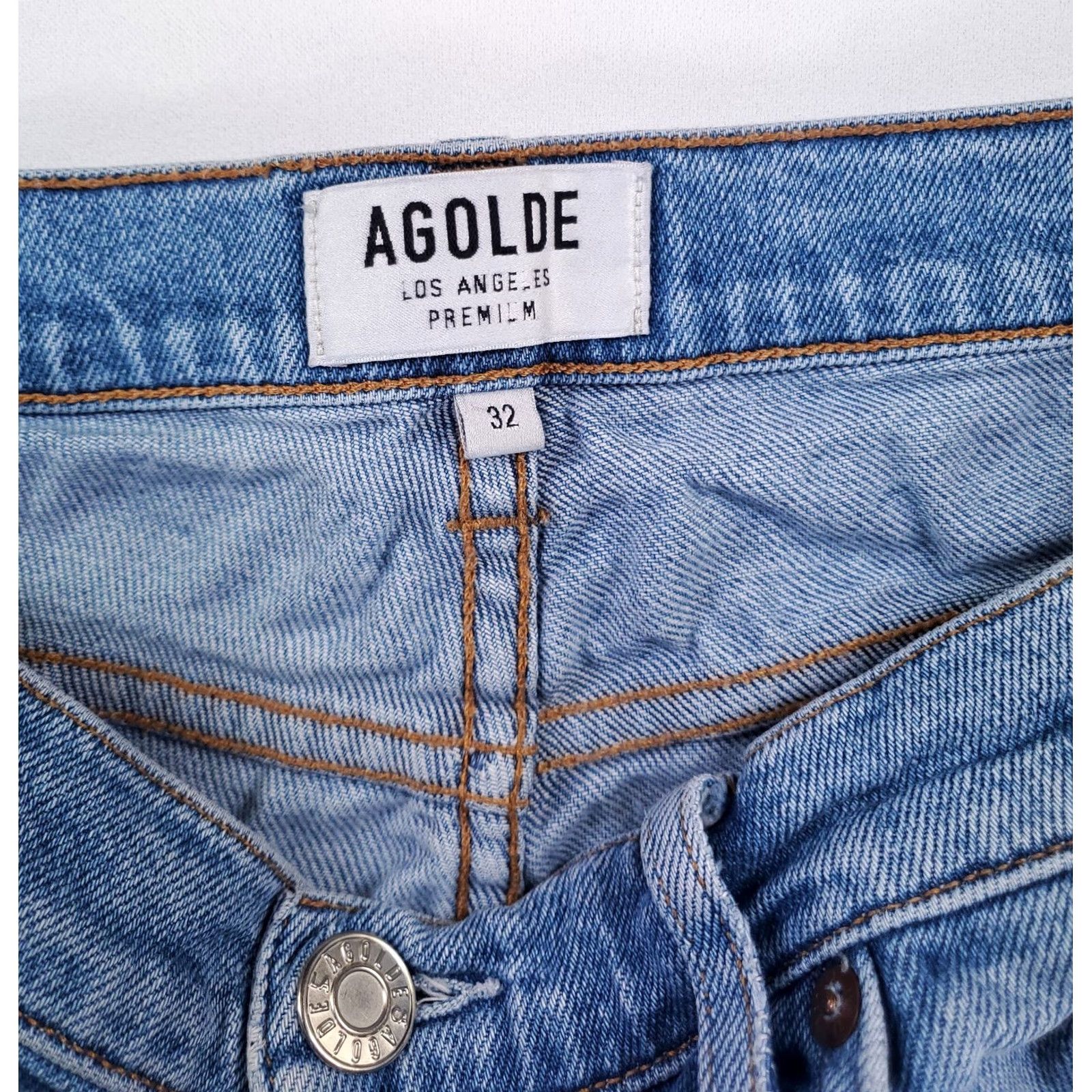 Agolde AGOLDE Jeans Distressed Made USA Womens 32 Straight Blue 32 x 31 Actual Women Jeans Size 32 - AGOLDE Distressed Jeans Womens 32 Blue Straight Made USA Size 24" / US 00 / IT 34 - 4 Thumbnail