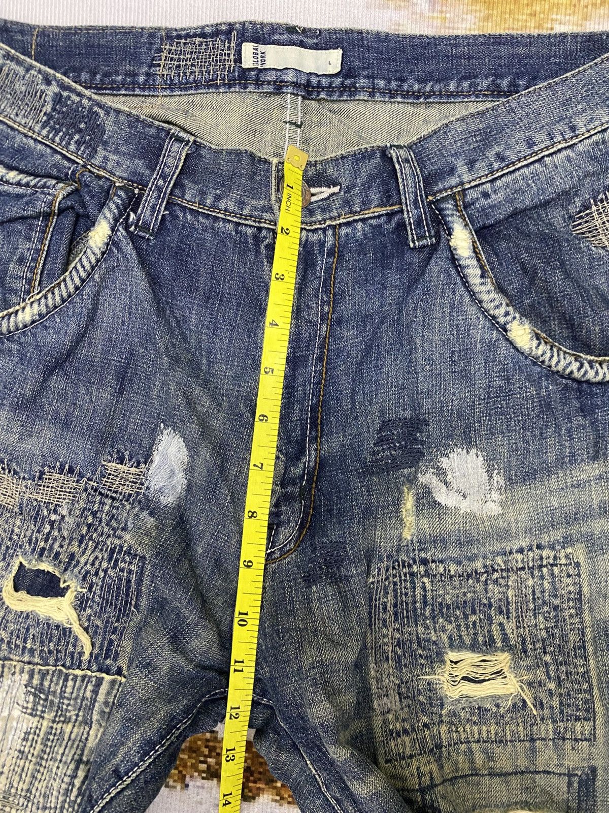 Global Work Vintage Global Work Kurtcobian Inspired Boro Patchwork Jeans Size US 35 - 11 Thumbnail
