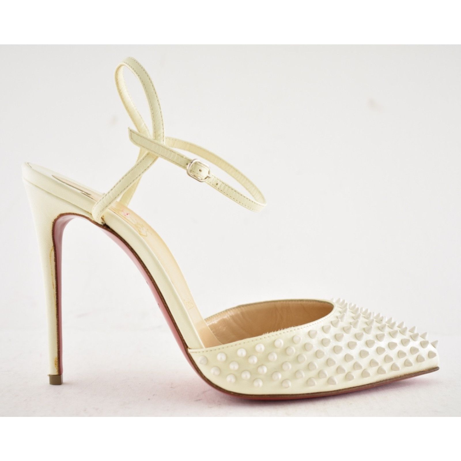 Christian Louboutin Christian Louboutin Baila Spike 100 Neige White Slingback Size US 6.5 / IT 36.5 - 2 Thumbnail