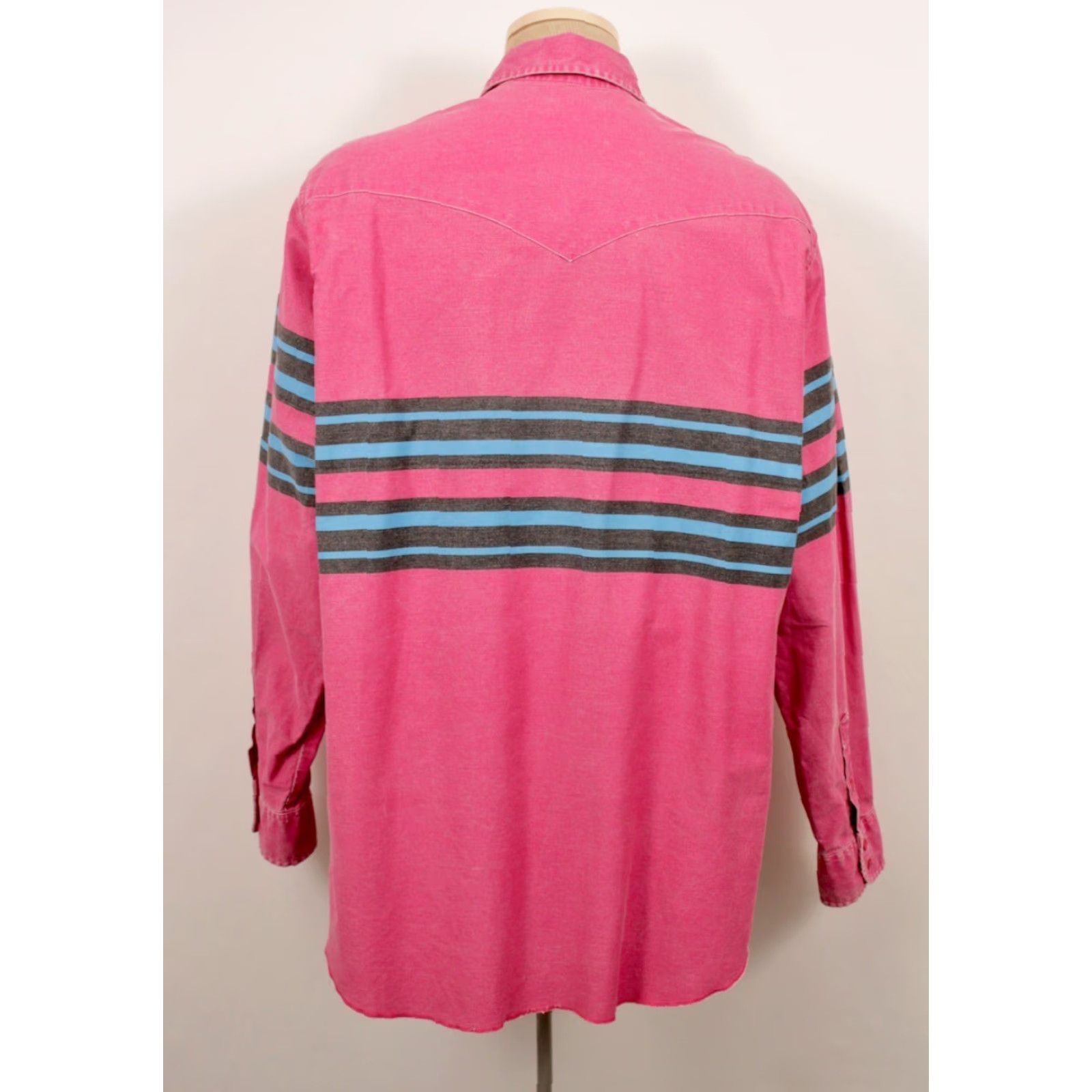 Wrangler VINTAGE Wrangler Western Shirt XL 17.5-36 Men’s 1990s Pink Striped 90s Brushpopper Cotton Shirt Mens Size US XL / EU 56 / 4 - 2 Thumbnail
