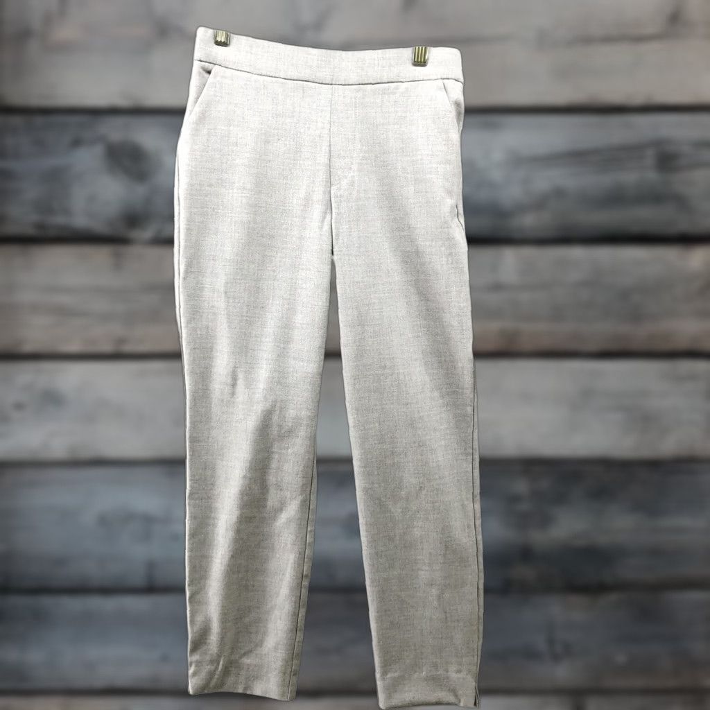 Zara Zara Pants Womens XS Gray Pull On Flat Front Slim Straight Dress Pants Lightweight Office Workwear Size 26" / US 2 / IT 38 - 1 Thumbnail