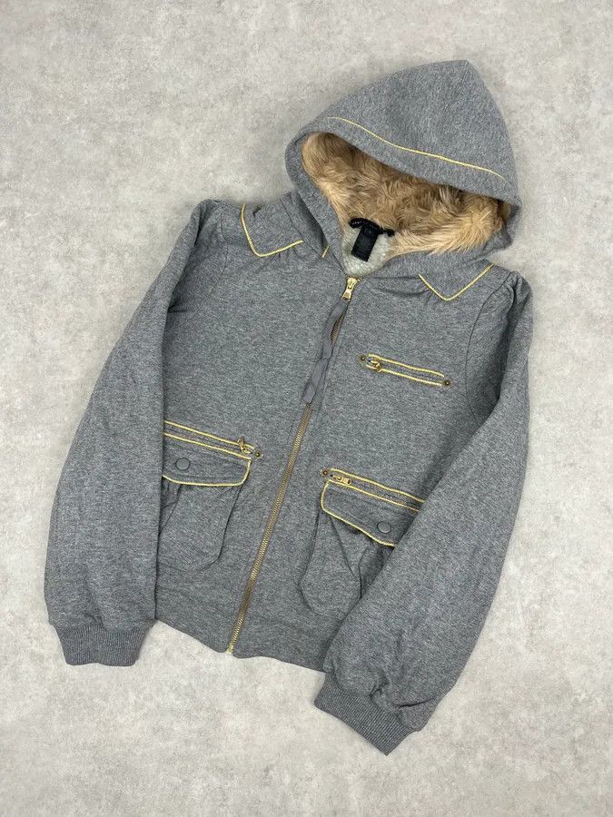 Marc Jacobs Marc Jacobs Grey Fur Hooded Cargo Zip Up Sweater Size XS / US 0-2 / IT 36-38 - 5 Thumbnail