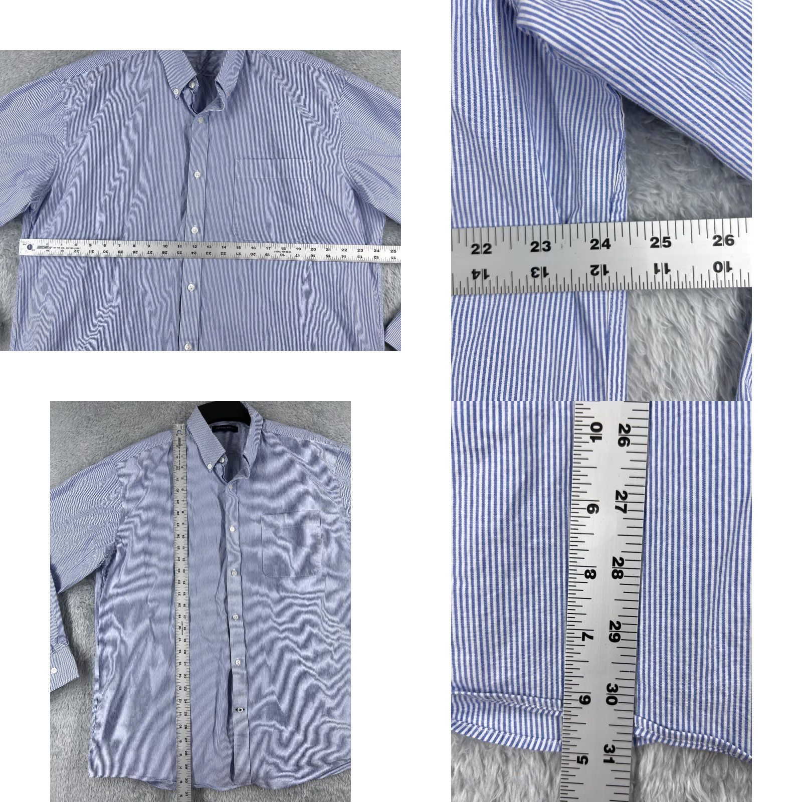 Tommy Hilfiger Tommy Hilfiger Shirt Men XL Blue Stripe Button-Up Long Sleeve with Pocket - 44 Chest, Cotton, Relaxed Fit Size US XL / EU 56 / 4 - 8 Thumbnail