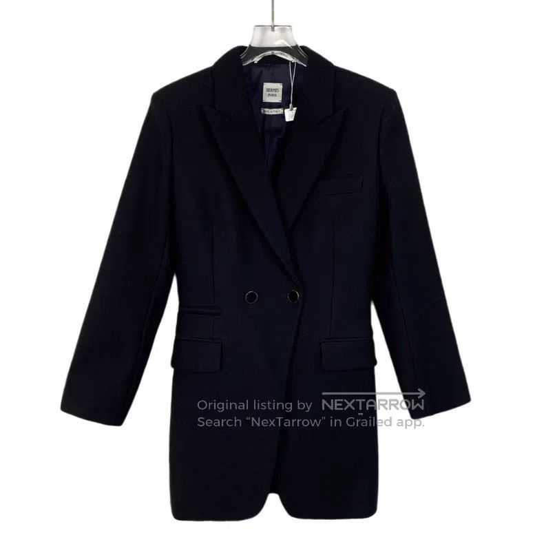 Hermes Hermes Black V-neck Double-breasted Tailored Blazer Size XXS / US 00 / IT 34 - 1 Thumbnail