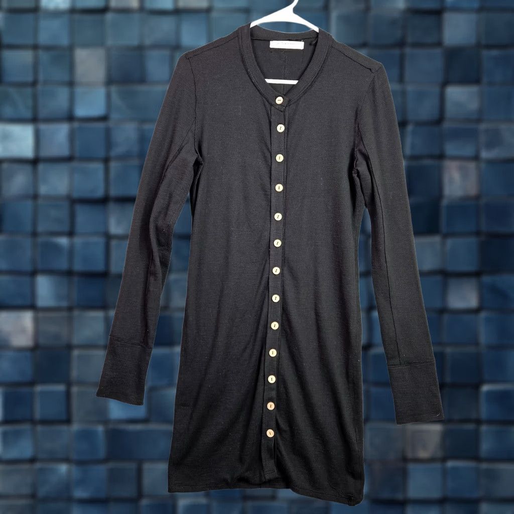Free People We the Free People Gia Ribbed Button Up Cardigan Black Casual Dress S Size S / US 4 / IT 40 - 1 Thumbnail