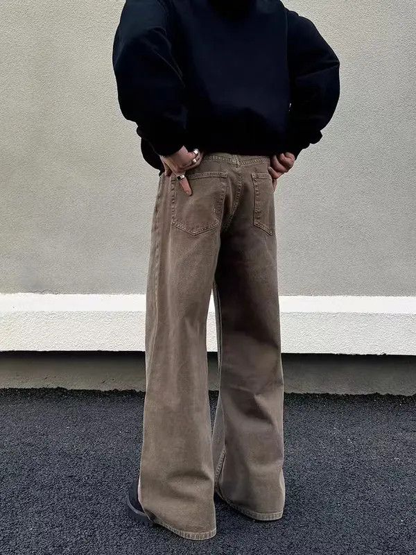 Japanese Brand Street Vintage Washed Loose Micro Flare Brown Jeans Size US 32 / EU 48 - 4 Thumbnail
