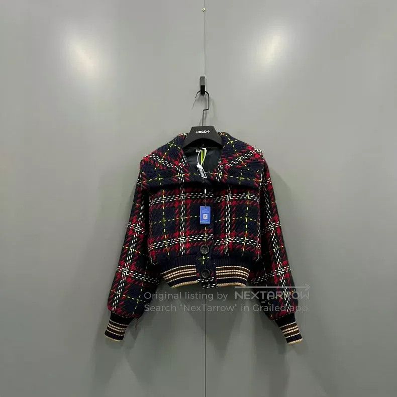 Miu Miu Miu Miu 42 Mixed color plaid knitted jacket Size L / US 10 / IT 46 - 1 Thumbnail