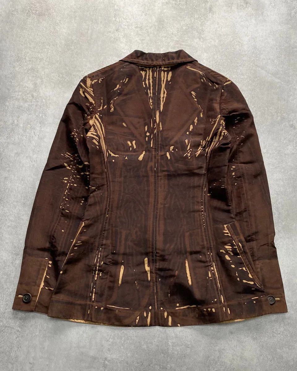 Prada × Vintage SS2005 Prada Brown Tan Screen Overprint Silk Blazer Size S / US 4 / IT 40 - 4 Thumbnail