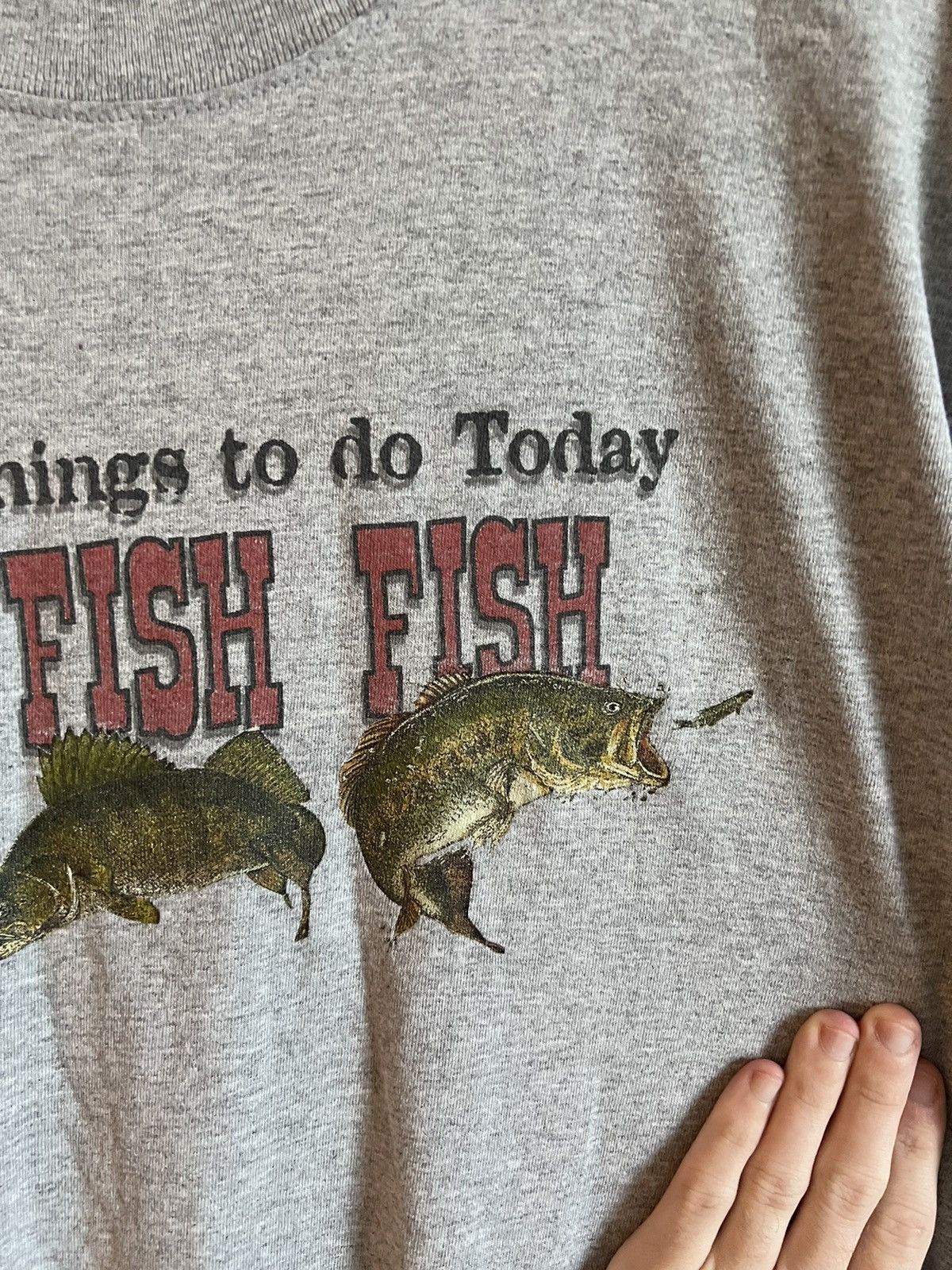 Vintage Vintage 90s Funny Fish Nature Bass Shirt Size US L / EU 52-54 / 3 - 3 Thumbnail