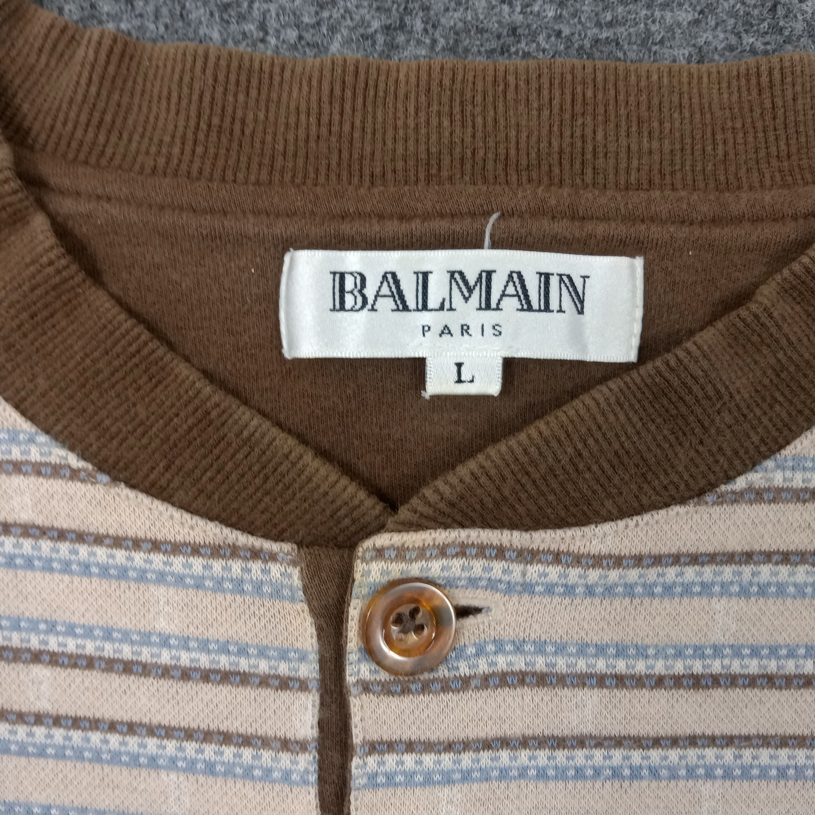 Balmain × Vintage Balmain Paris Stripes Button Sweatshirt Size US M / EU 48-50 / 2 - 3 Thumbnail