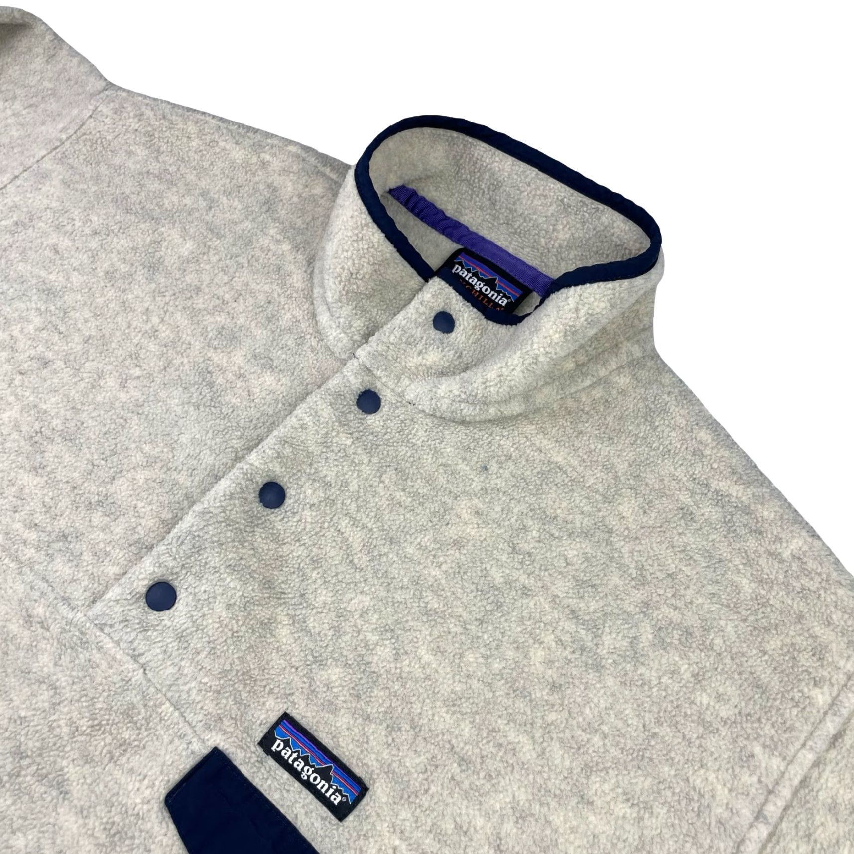 Patagonia VINTAGE Patagonia Synchilla Fleece T-Snap Pullover Jacket Beig e Oatmeal Large Mens Mock Neck Casual Pockets Logo Size US L / EU 52-54 / 3 - 2 Thumbnail