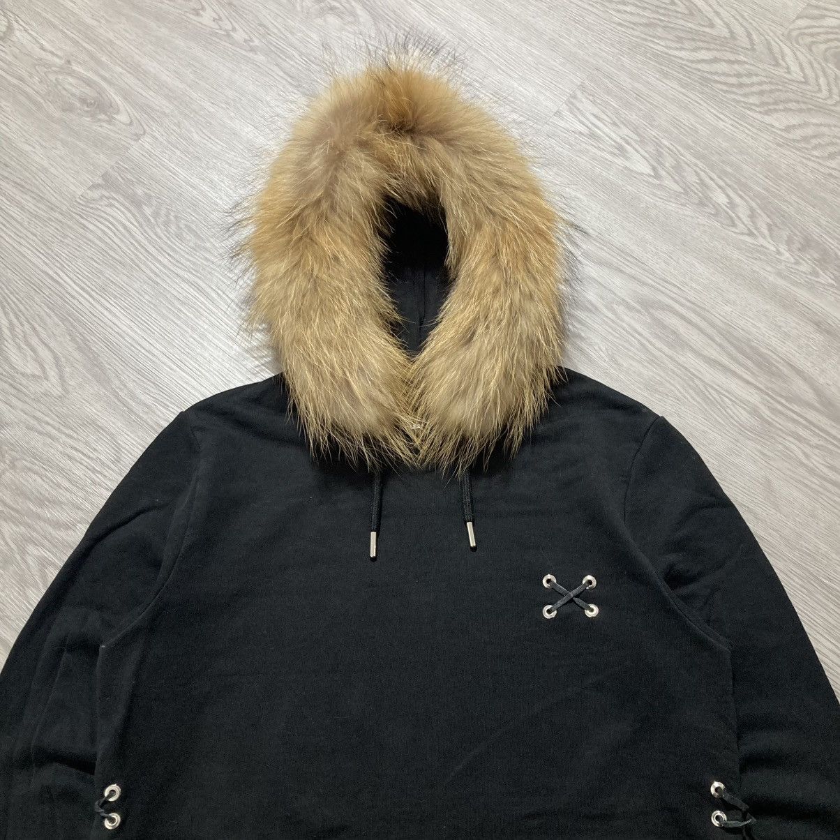 20471120 2000s Les Hommes Grunge Gothic Punk Style Fur Hoodie Black Size US L / EU 52-54 / 3 - 2 Thumbnail