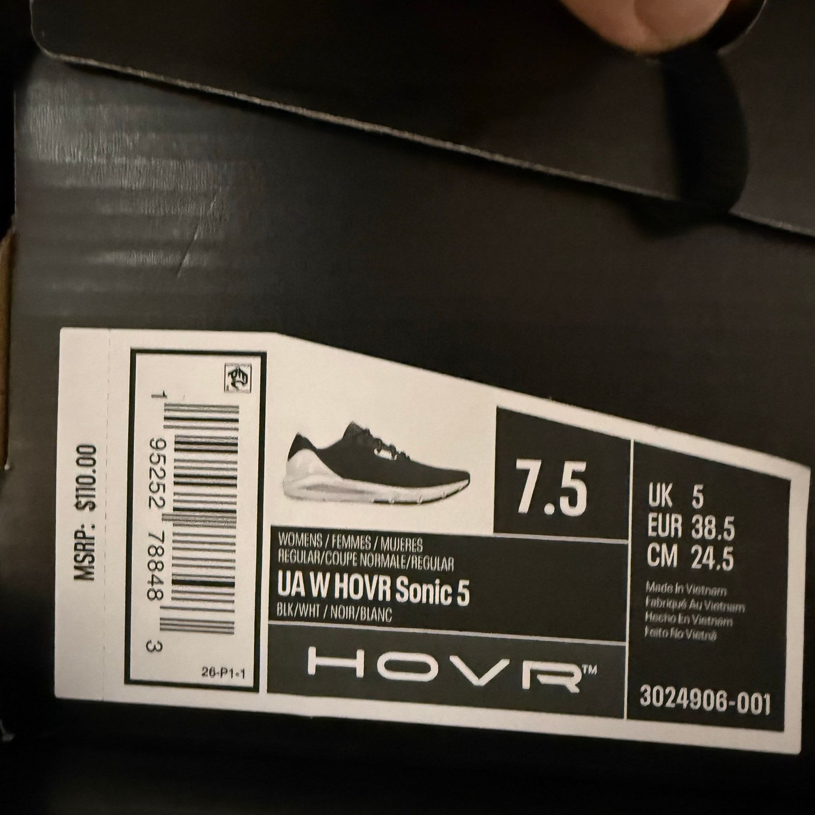 Under Armour UNDER ARMOUR WOMEN'S 7.5 HOVR SONIC 5 BLK 3024906-001 Size US 7.5 / IT 37.5 - 6 Thumbnail