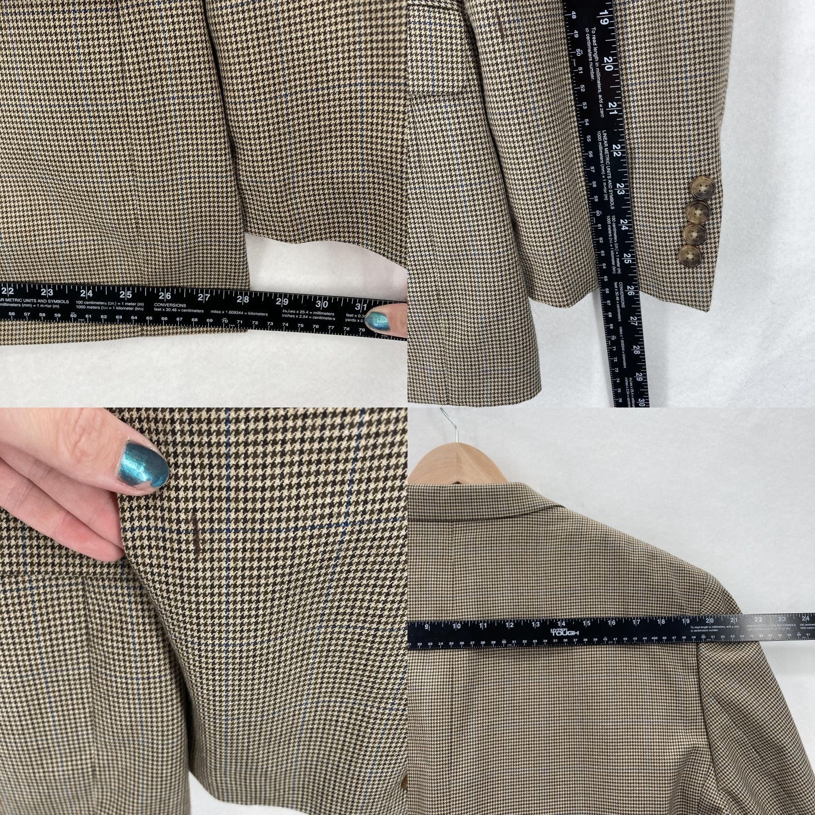 Ralph Lauren Lauren Ralph Lauren Blazer Mens 48L Brown Houndstooth Two-Button Sport Coat Shirt Jacket Coat Single-Breasted Notch Lapel Mens Size 48R - 9 Thumbnail