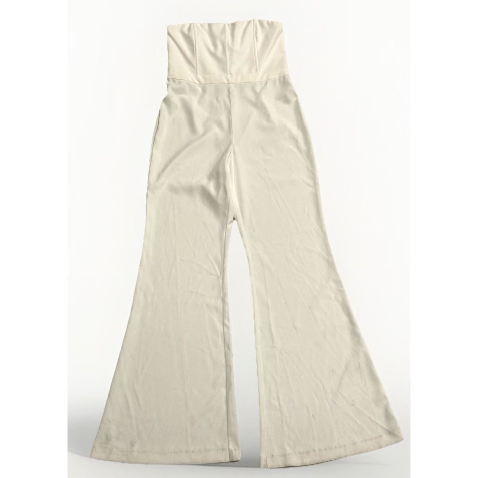 Alice + Olivia Alice & Olivia 'Lavera' Strapless Flare Jumpsuit Ivory size 10 Size 32" / US 10 / IT 46 - 2 Thumbnail