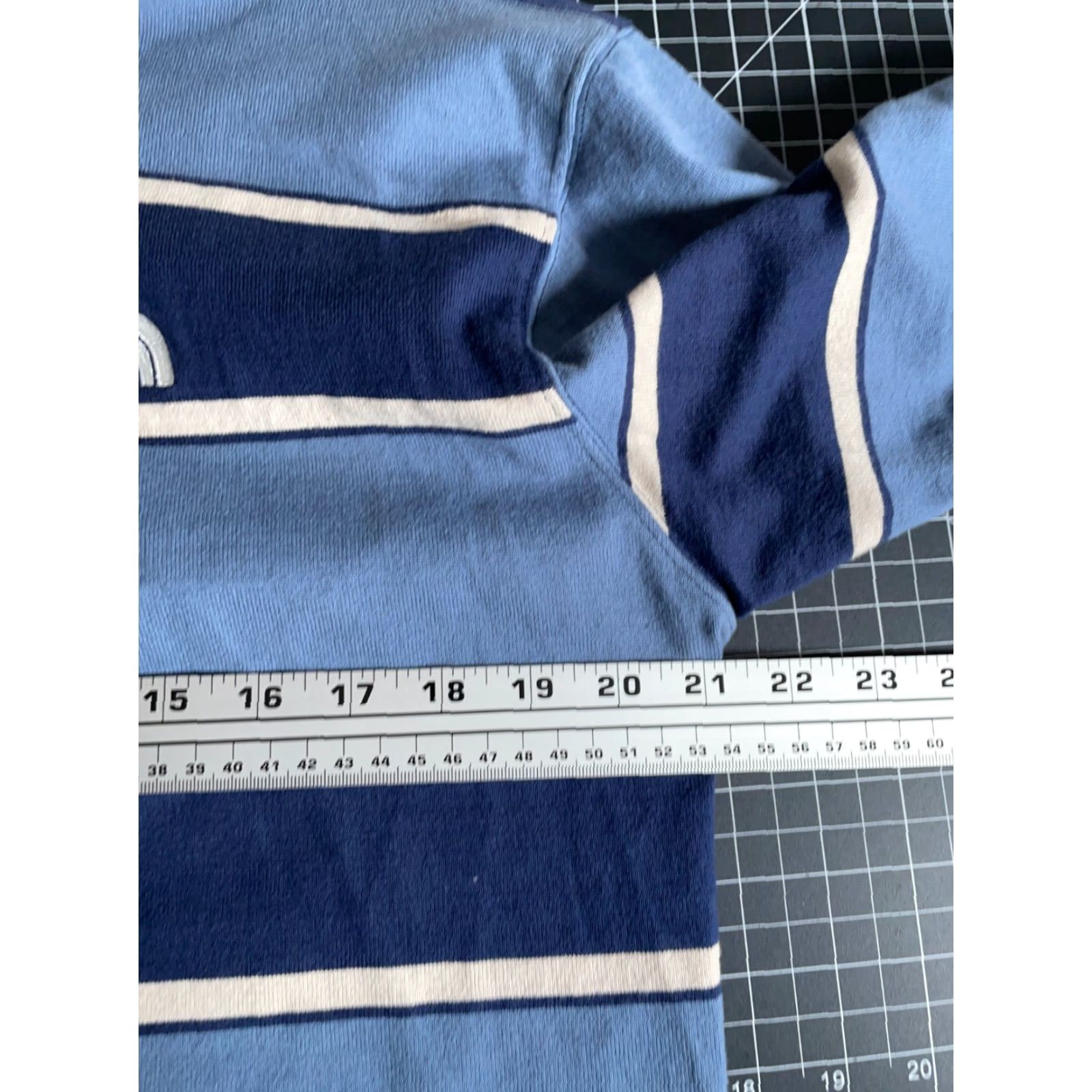The North Face Rugby Polo Shirt Men's Large Blue Stripe Preppy Long Sleeve Embroidered