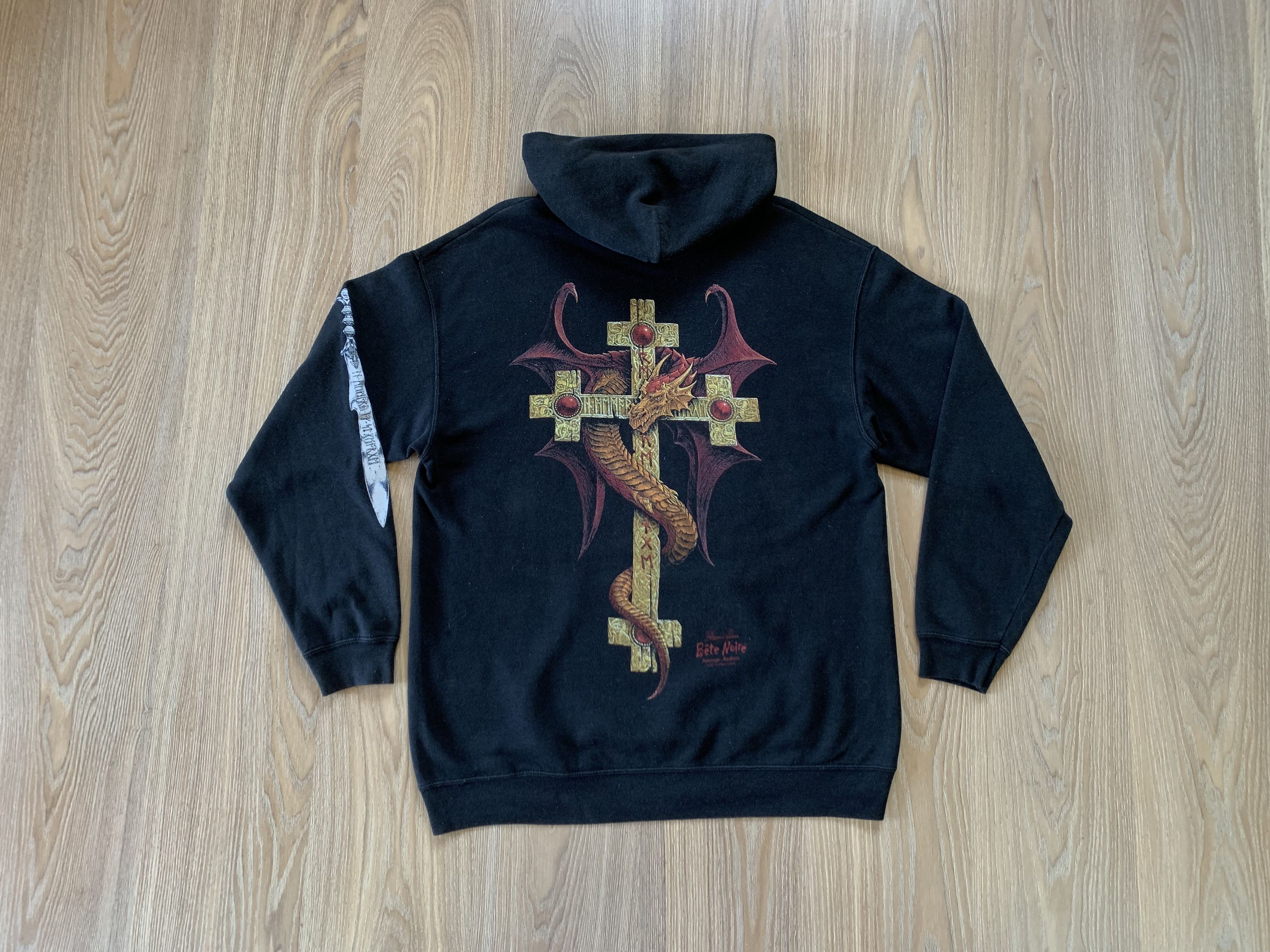 Fruit Of The Loom × Vintage Vintage Bete Noire Black Cotton Hoodie Size US XL / EU 56 / 4 - 3 Thumbnail