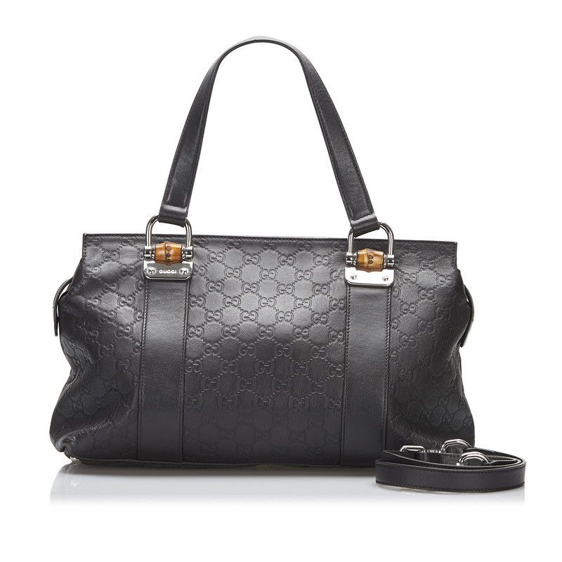 image of Gucci GG Signature Bamboo Bar Tote in Brown, Women's
