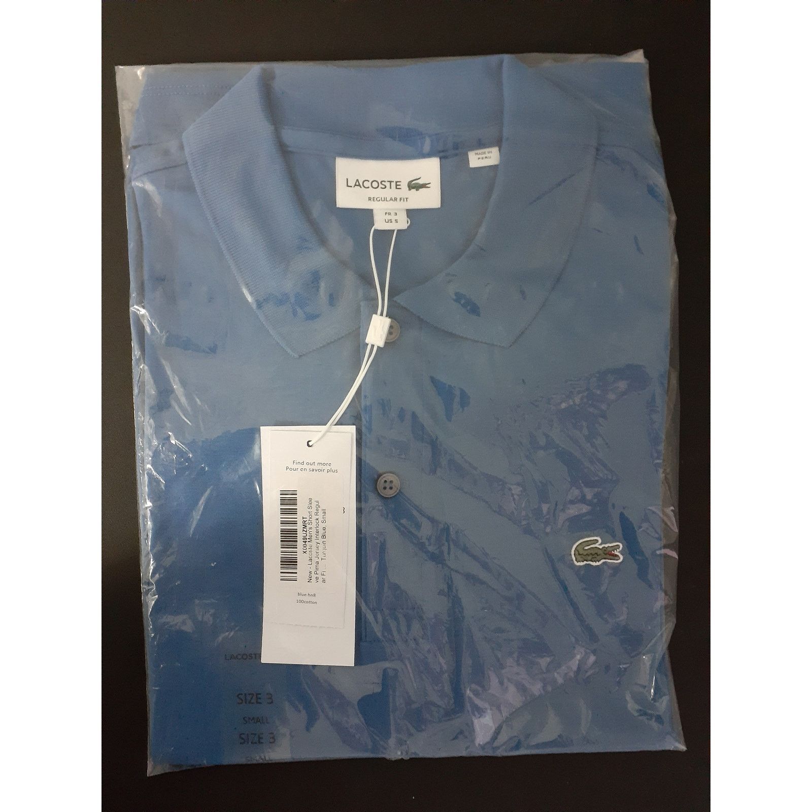 Lacoste Lacoste Mens Pima Jersey Interlock Regular Fit Polo Blue S Size US S / EU 44-46 / 1 - 2 Thumbnail
