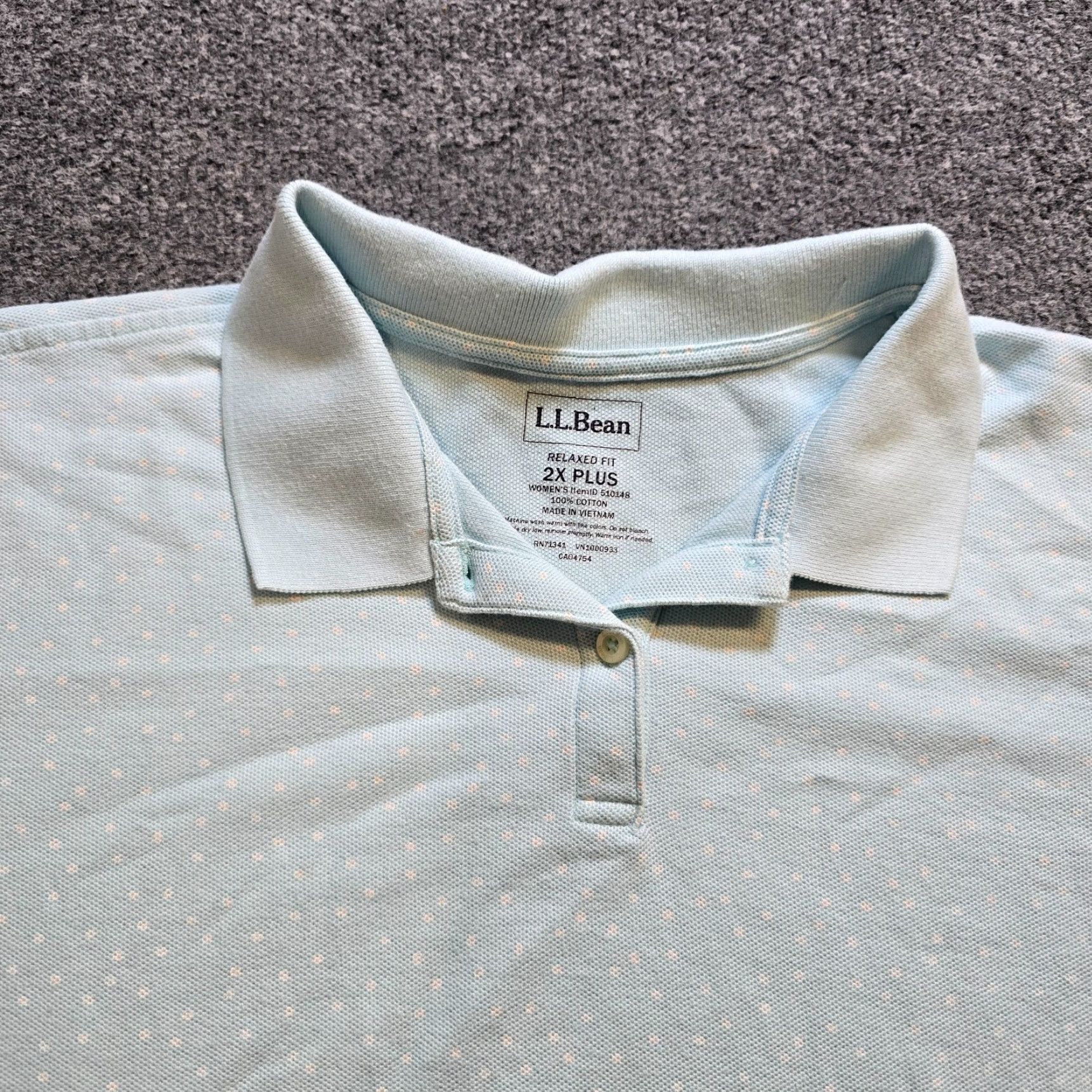 Vintage LL Bean Polo Shirt Womens 2X Blue Polka Dot Short Sleeve Casual Capsule Shirt Size XXL / US 16-18 / IT 52-54 - 2 Thumbnail