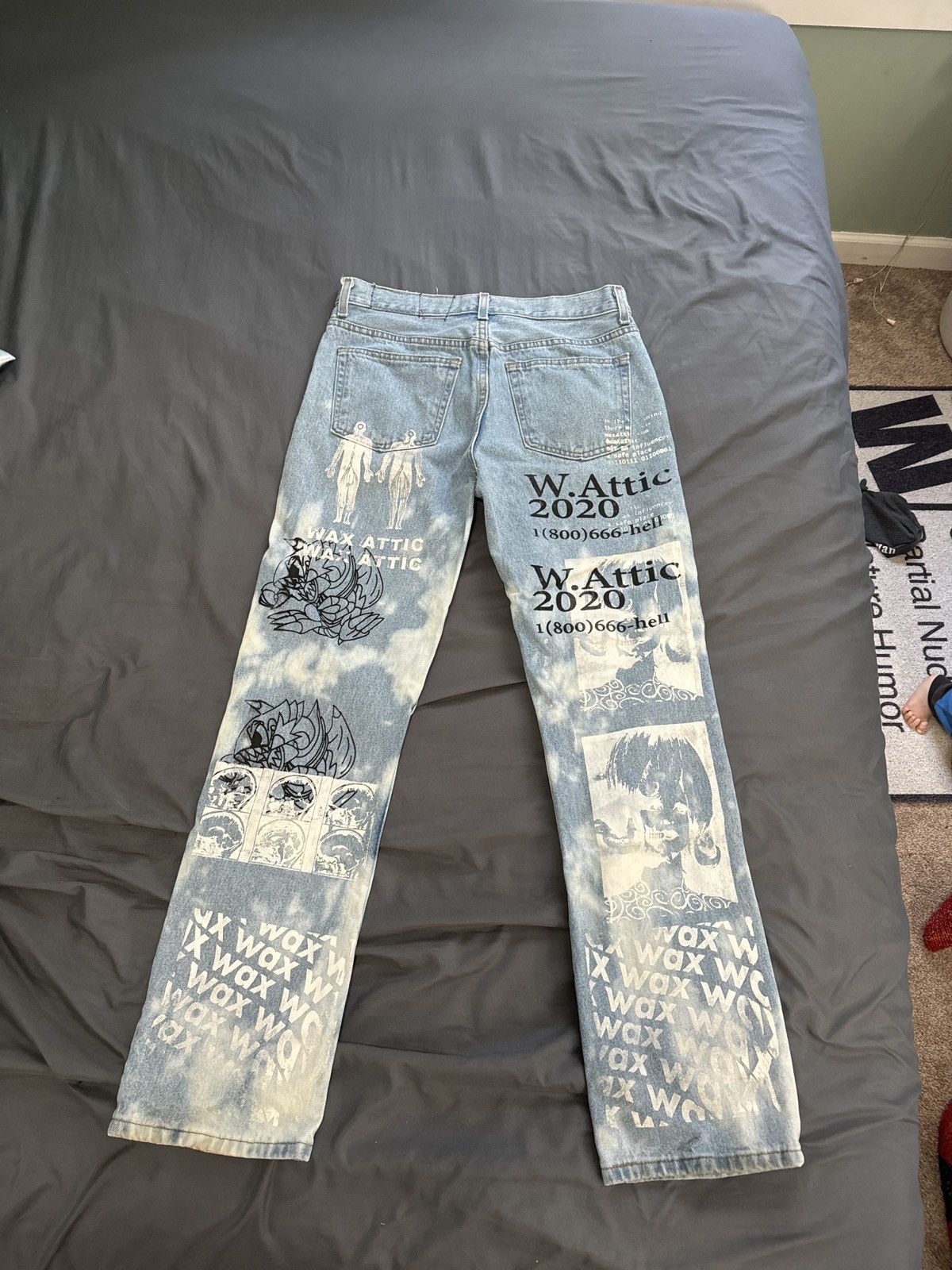 Vintage Wax Attic 1/1 Washed Denim Yu-Gi-Oh Jeans Size US 32 / EU 48 - 2 Thumbnail