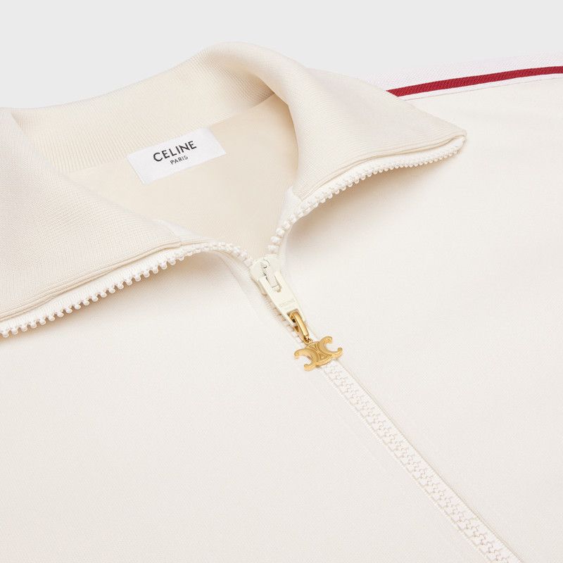 Celine o1bcso1str0126 2Y34G121O Tracksuit Jacket in Ecru/Burgundy Size L / US 10 / IT 46 - 3 Thumbnail
