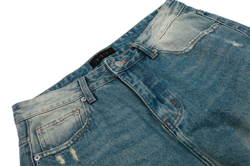 Japanese Brand × Jean Men's distressed loose flared punk washed contrast jeans Size US 32 / EU 48 - 4 Thumbnail