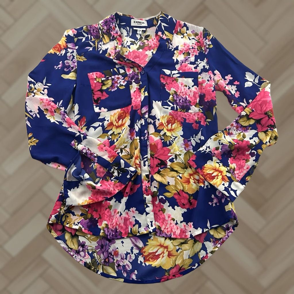 Express Express Portofino Slim Floral Button-Up Shirt Women's Small XS? Size S / US 4 / IT 40 - 1 Thumbnail