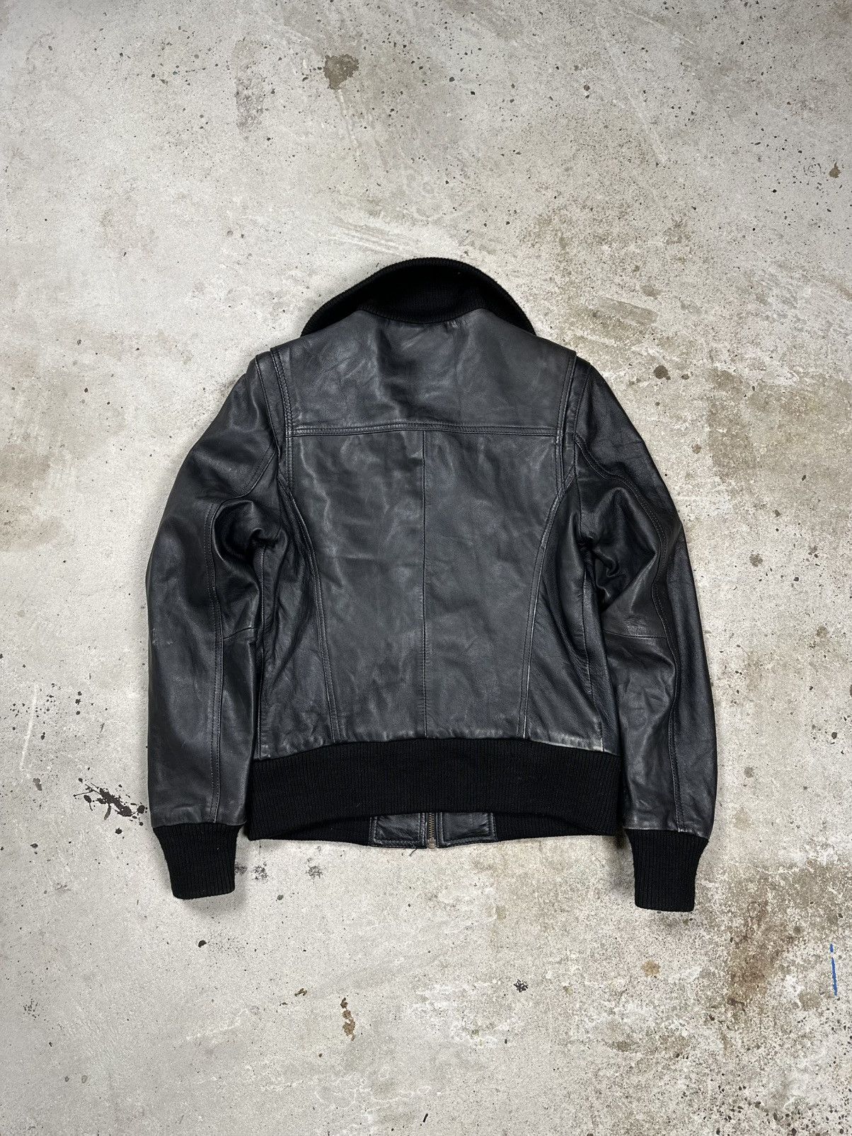 Japanese Brand × Vintage Vintage Y2K Black Genuine Leather Bomber Jacket Size US S / EU 44-46 / 1 - 2 Thumbnail