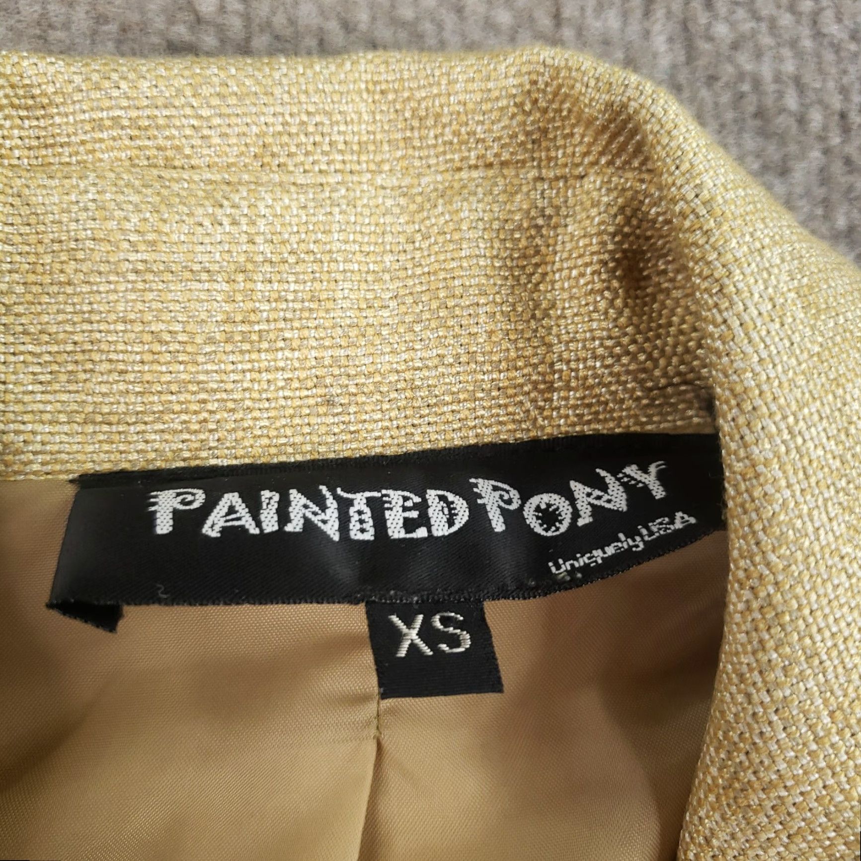 PONY Painted Pony Blazer Womens Extra Small Gold Single Breasted Shoulder Pads Size XS / US 0-2 / IT 36-38 - 5 Thumbnail