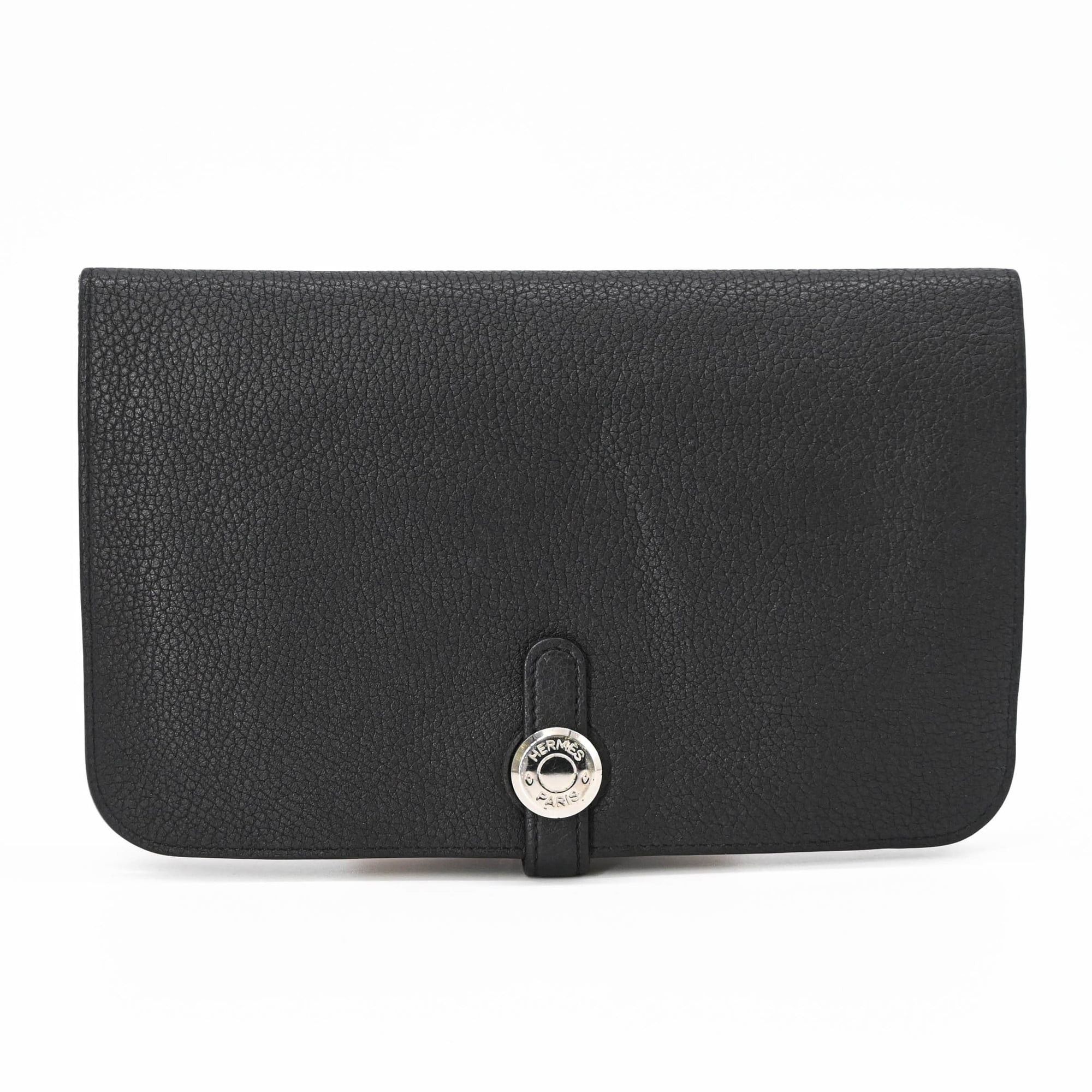 Hermes HERMES Dogon GM Duo Evercolor Leather Long Wallet, Black, Women's, Coin #T Size ONE SIZE - 1 Thumbnail