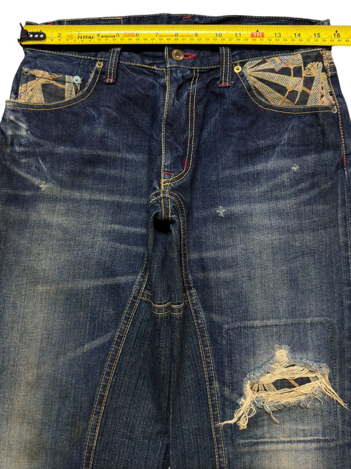 Eternal Vtg 90s Japan Eternal Faded Thunder Wash Distressed Wide Leg Size US 31 - 10 Thumbnail