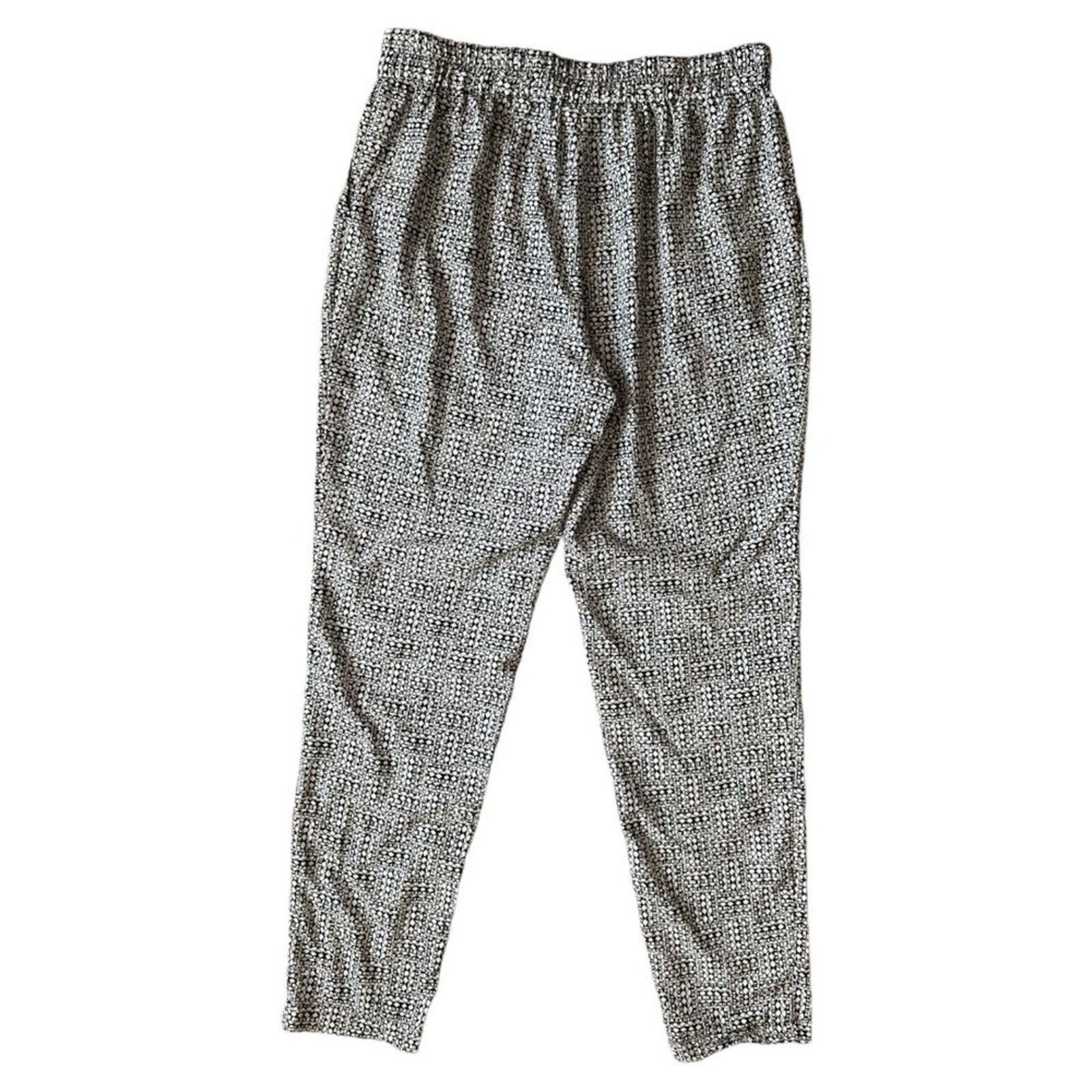 Liz Claiborne Liz Clairborne Black White Geometric Print Pants, S Size 30" / US 8 / IT 44 - 3 Thumbnail