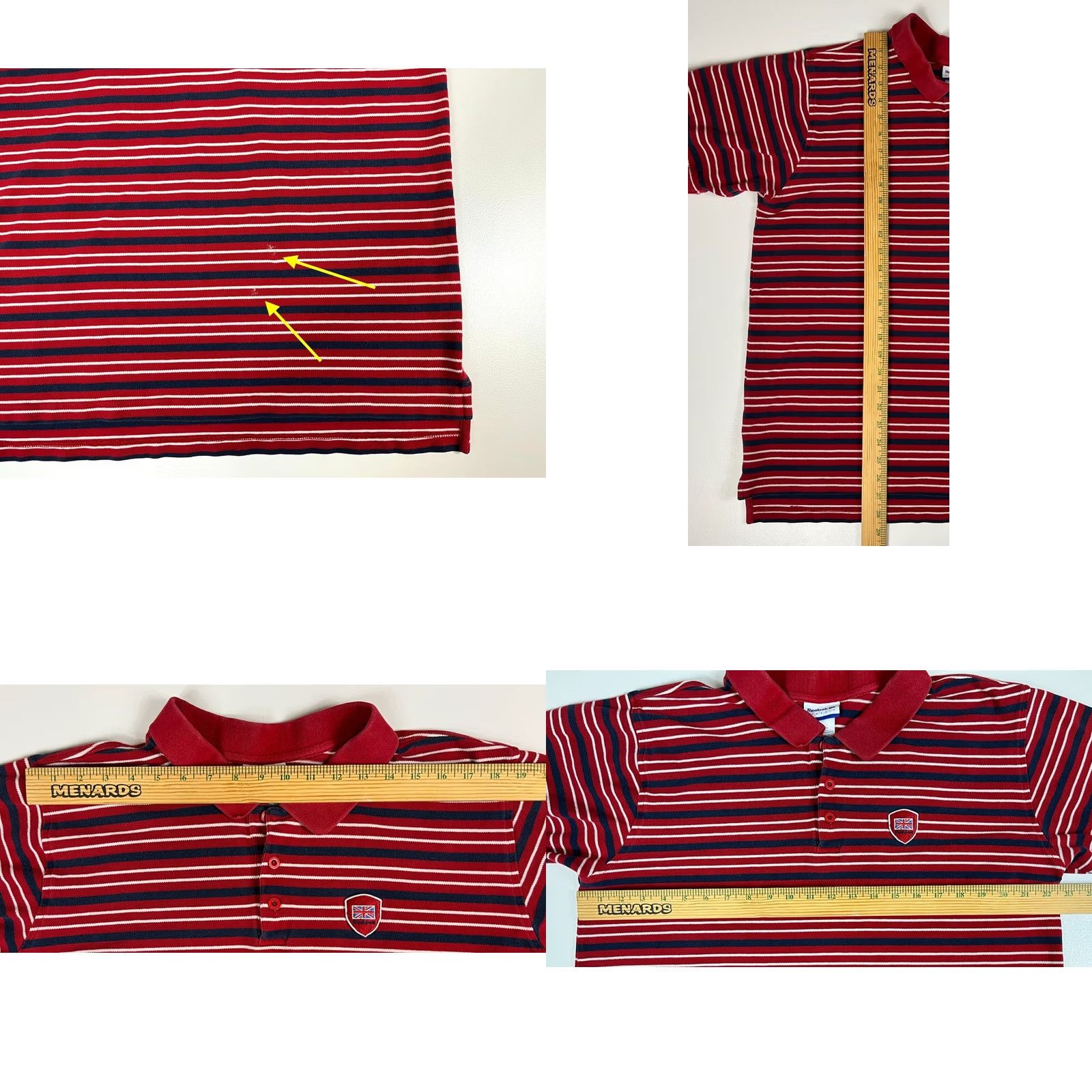 Reebok VINTAGE Reebok Classic Polo Shirt Striped XL Men’s Shirt Polo Red 100% Cotton Embroidered Logo 90s Sports Size US XL / EU 56 / 4 - 8 Thumbnail
