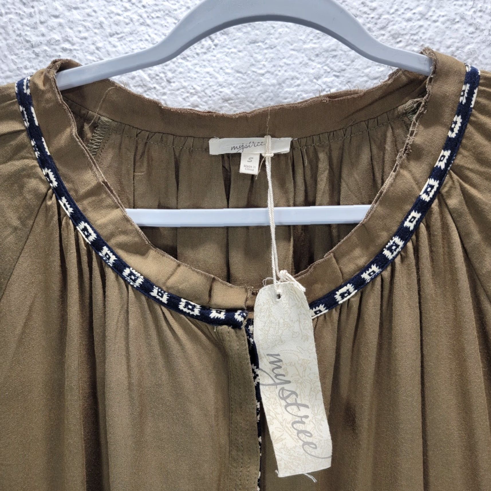 Anthropologie Mystree Anthropologie Shirt Dress XS/S Olive Green Brown Raw Hem Tie Waist Flowy New Size S / US 4 / IT 40 - 5 Thumbnail