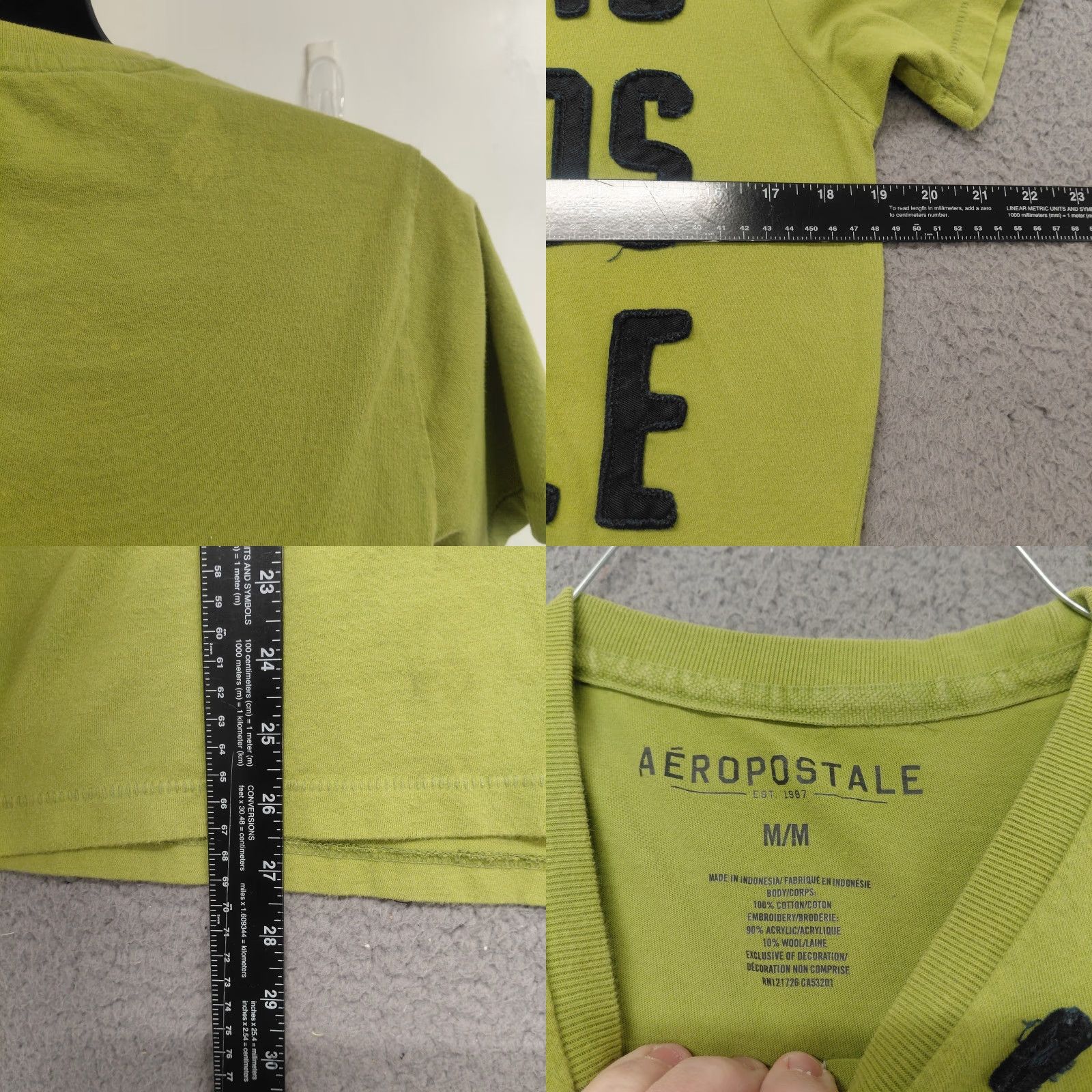 Vintage Aéropostale T-Shirt Men's Size Medium Neon Green Embroidered Logo Graphic Crew Neck Solid Green Short Sleeve Size US M / EU 48-50 / 2 - 8 Thumbnail