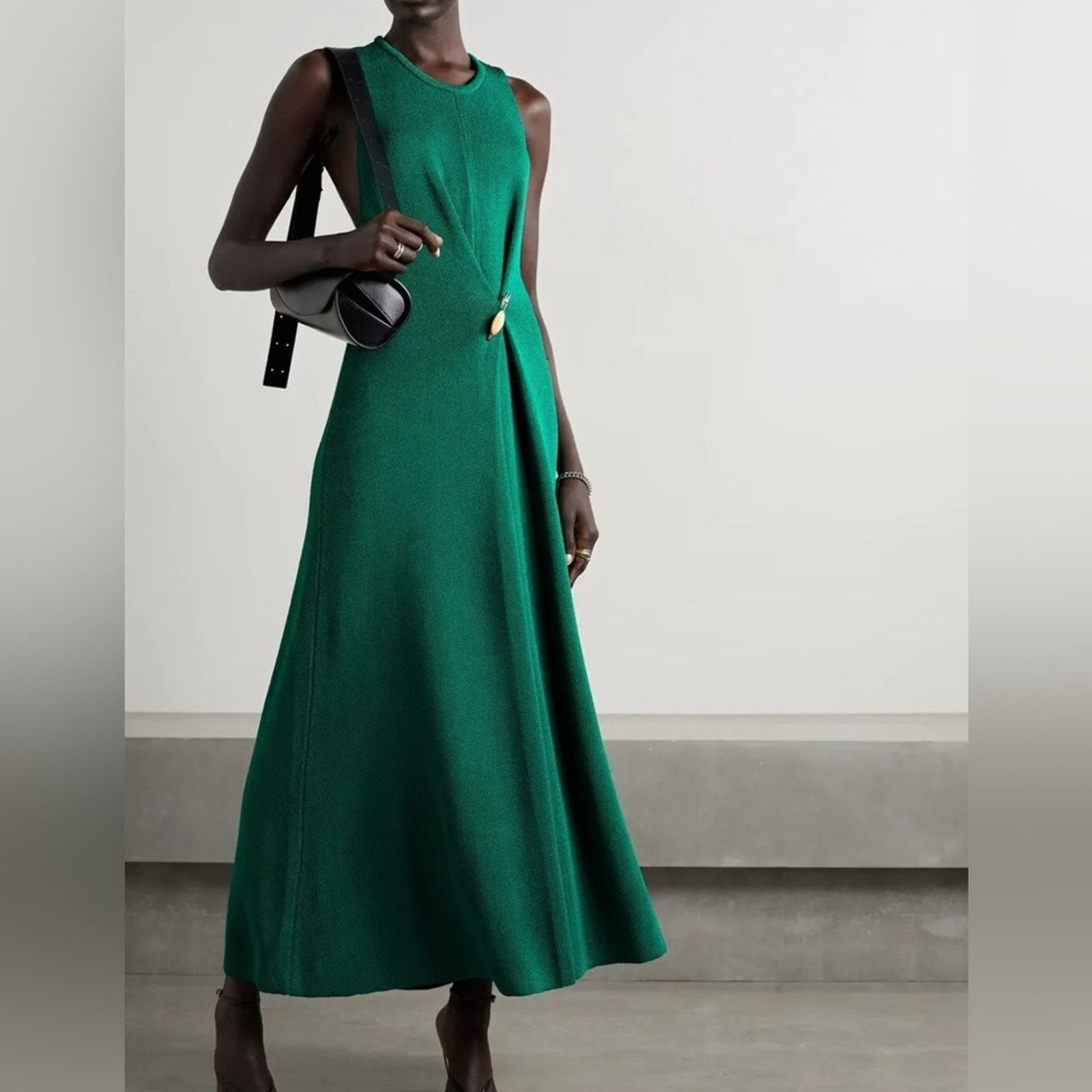 Proenza Schouler PROENZA SCHOULER Embellished Knitted Maxi Dress Green SZ. L Size L / US 10 / IT 46 - 4 Thumbnail