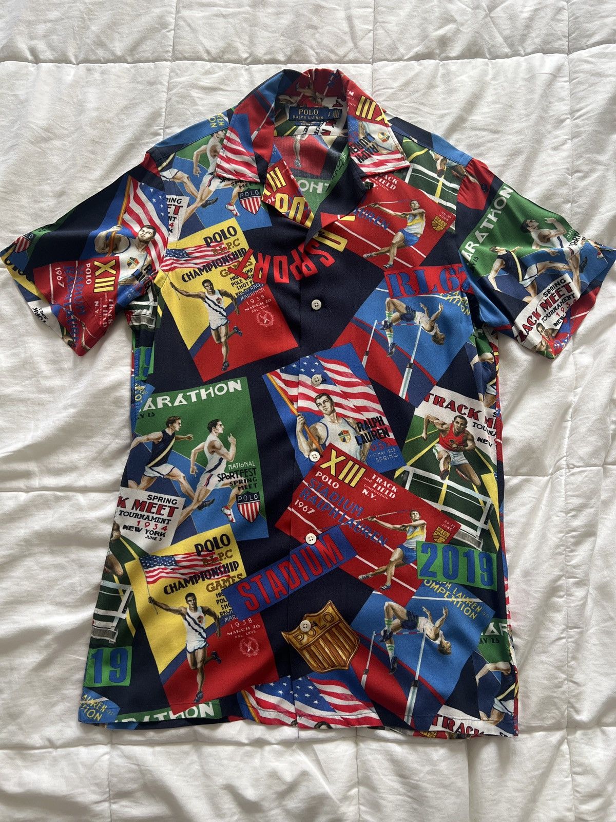 image of Polo Ralph Laurent Chariot Of Fire Olympic Sl Button Down, Men's (Size Small)