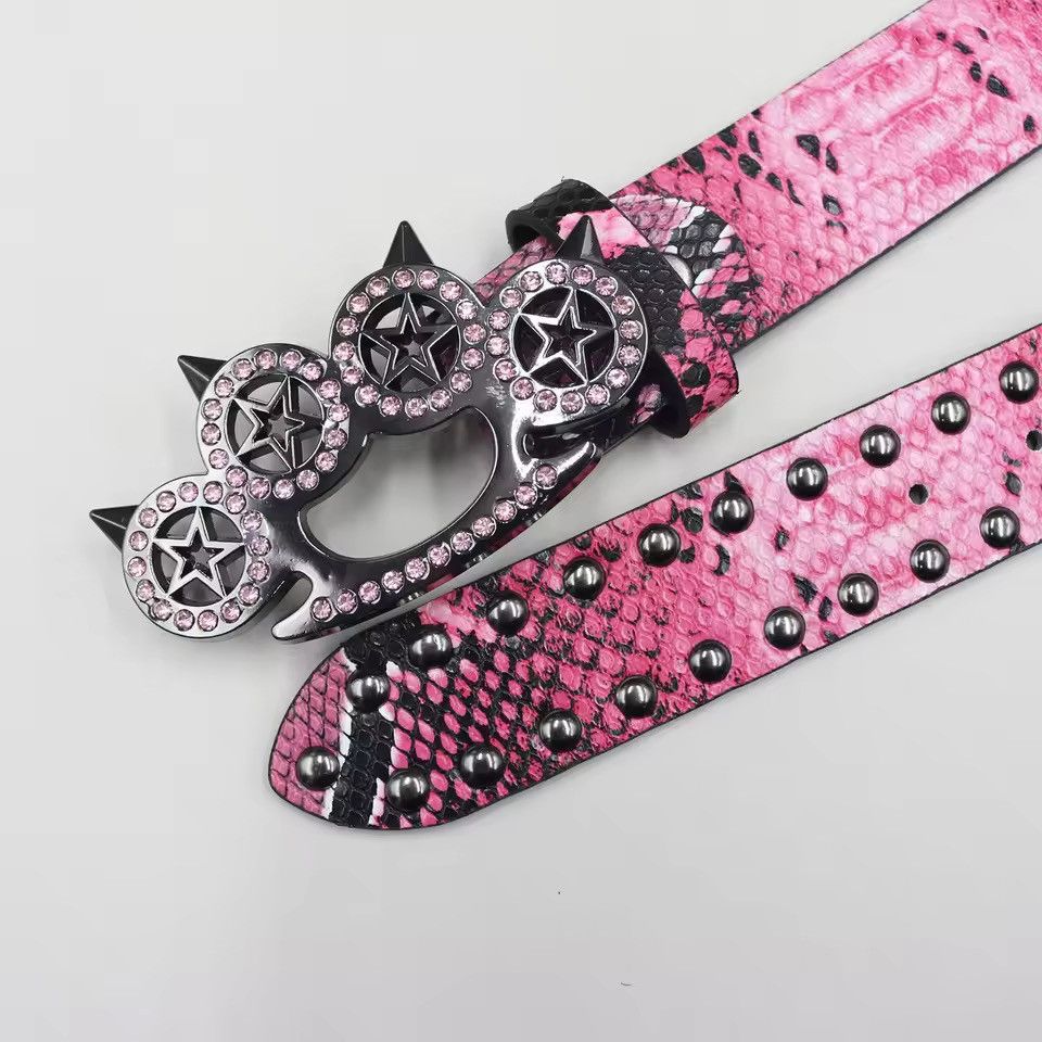 Japanese Brand Cat paw buckle Snake Skin Print Pu Leather Belt 105 cm Size ONE SIZE - 4 Thumbnail