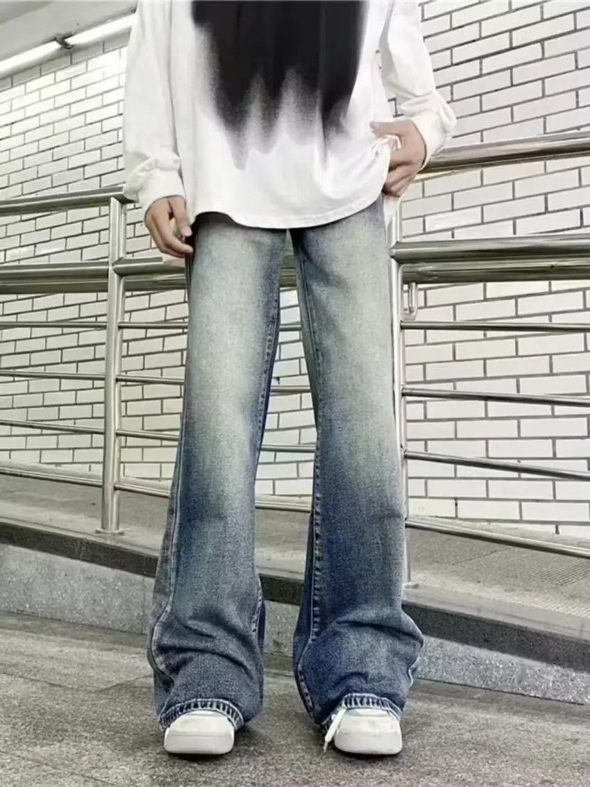 Designer × Japanese Brand Blue Baggy Flared Denim Jeans Size US 32 / EU 48 - 3 Thumbnail