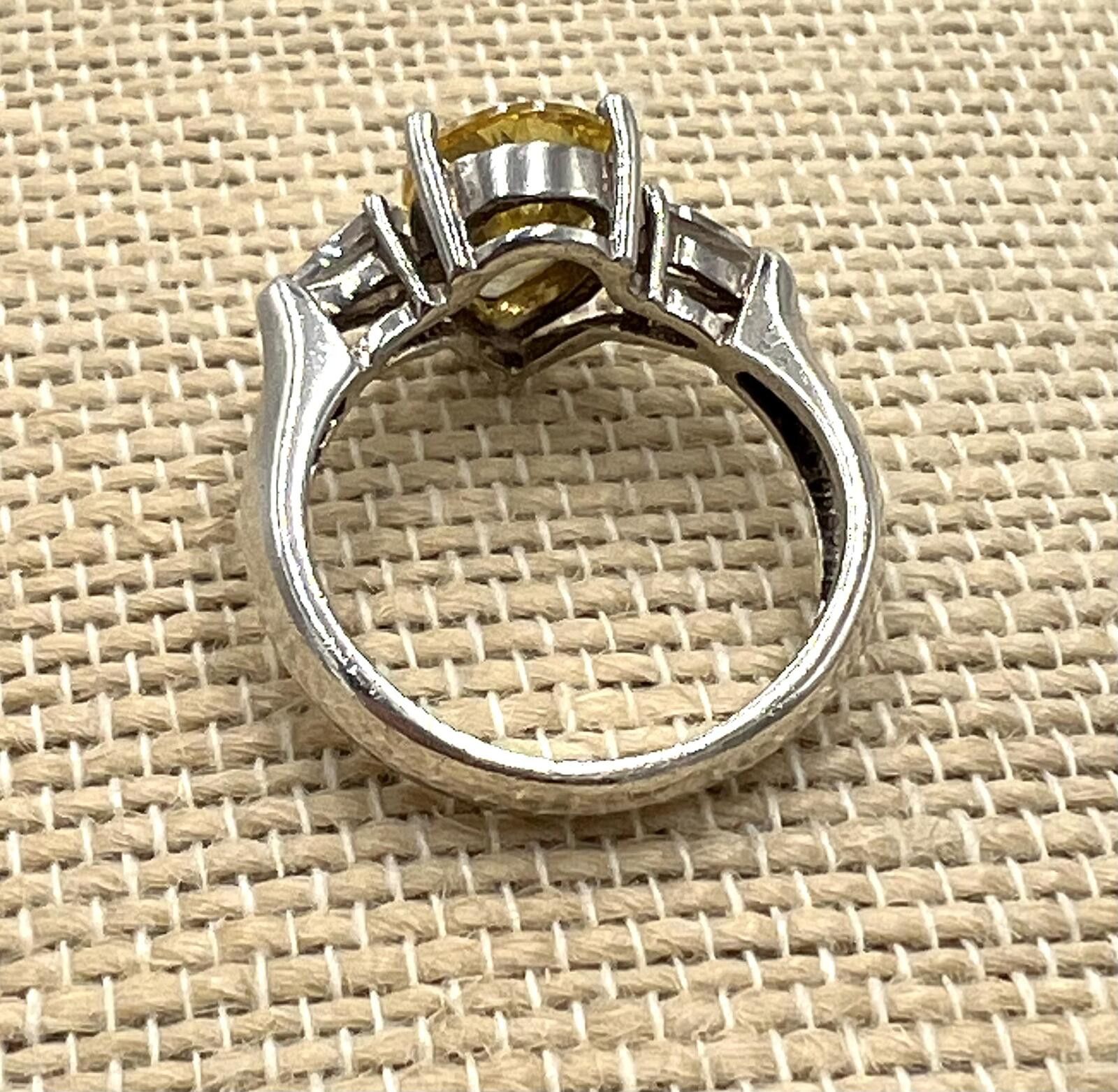 Other Nevada Silver Mines Sterling Silver Citrine & White CZ Ring Size ONE SIZE - 3 Thumbnail