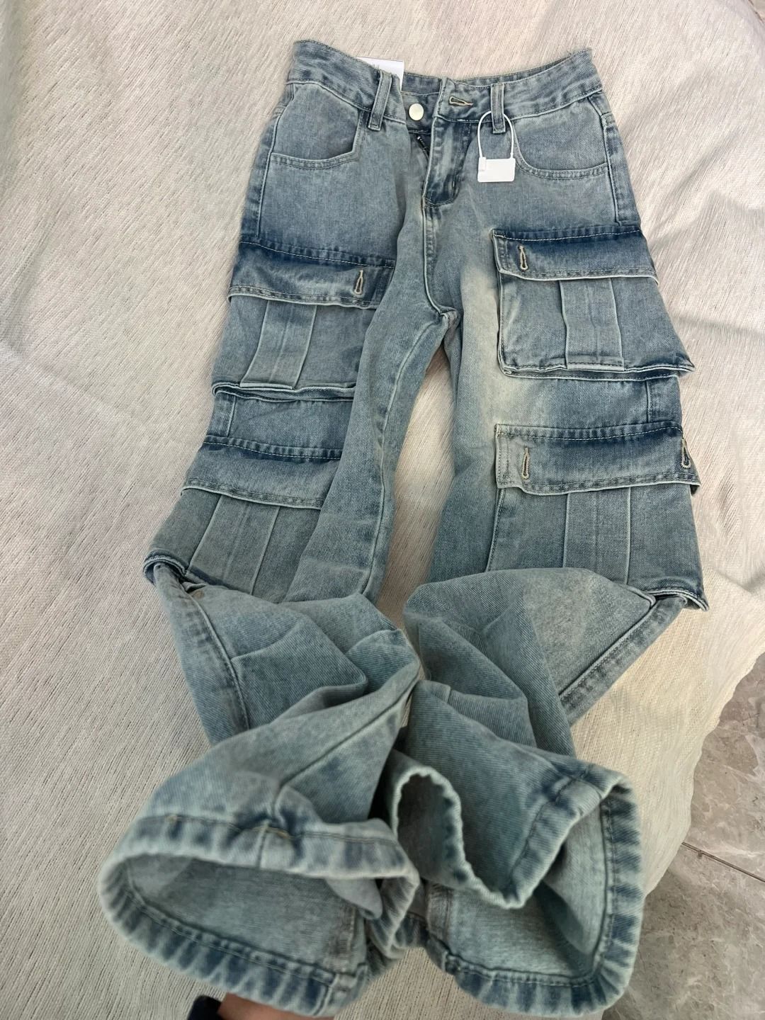 Japanese Brand × Jean Trendy Multi Pocket Washed Denim Pants Size US 27 - 2 Thumbnail