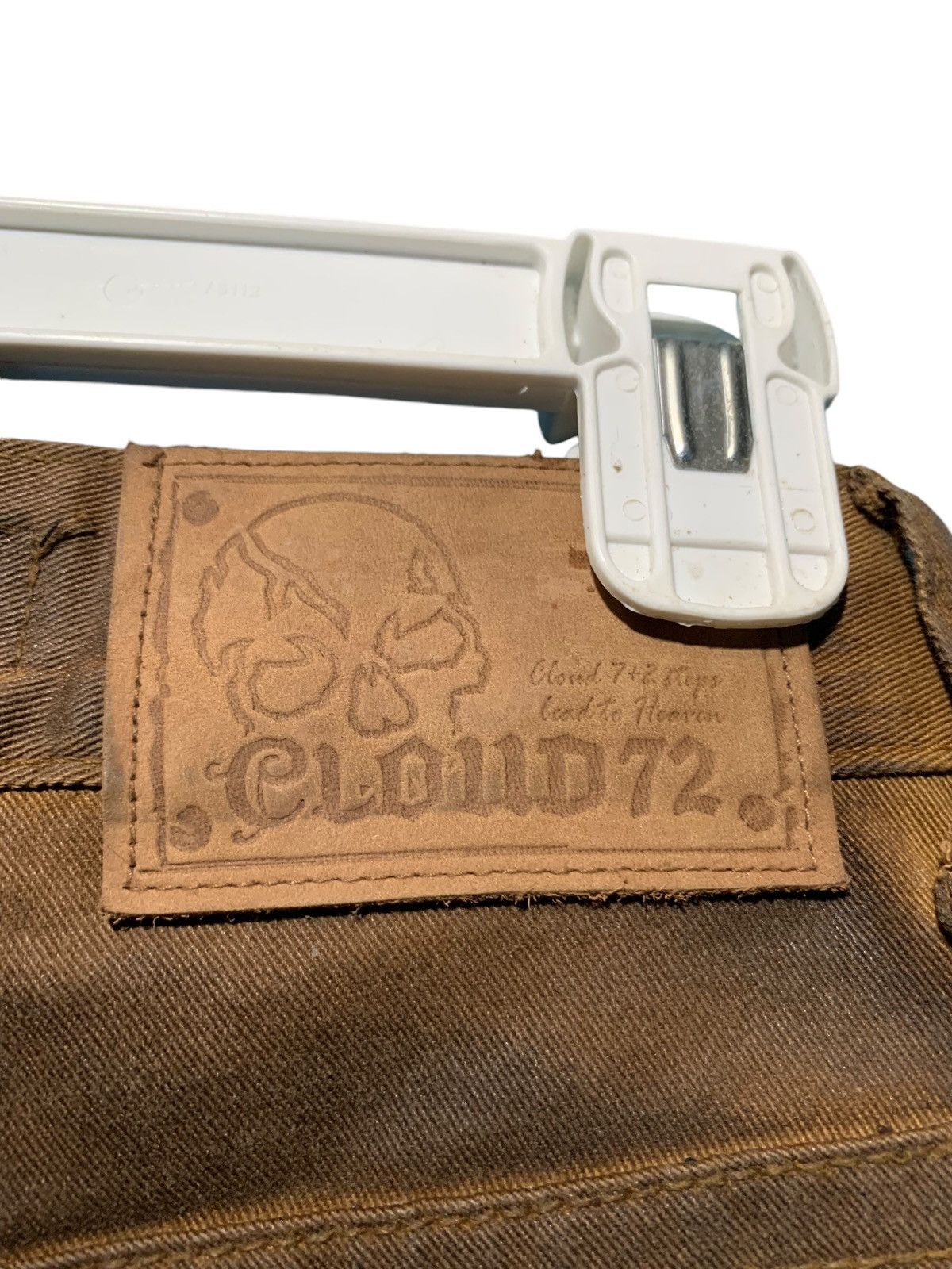 14th Addiction Cloud72 side laces cross skull patches brown wax denim Size US 27 - 12 Thumbnail