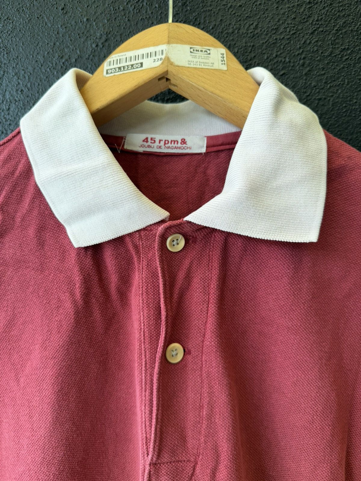 45rpm Vintage 80s 45rpm Red Polo Shirt with White Collar and Cuffs Size US M / EU 48-50 / 2 - 2 Thumbnail