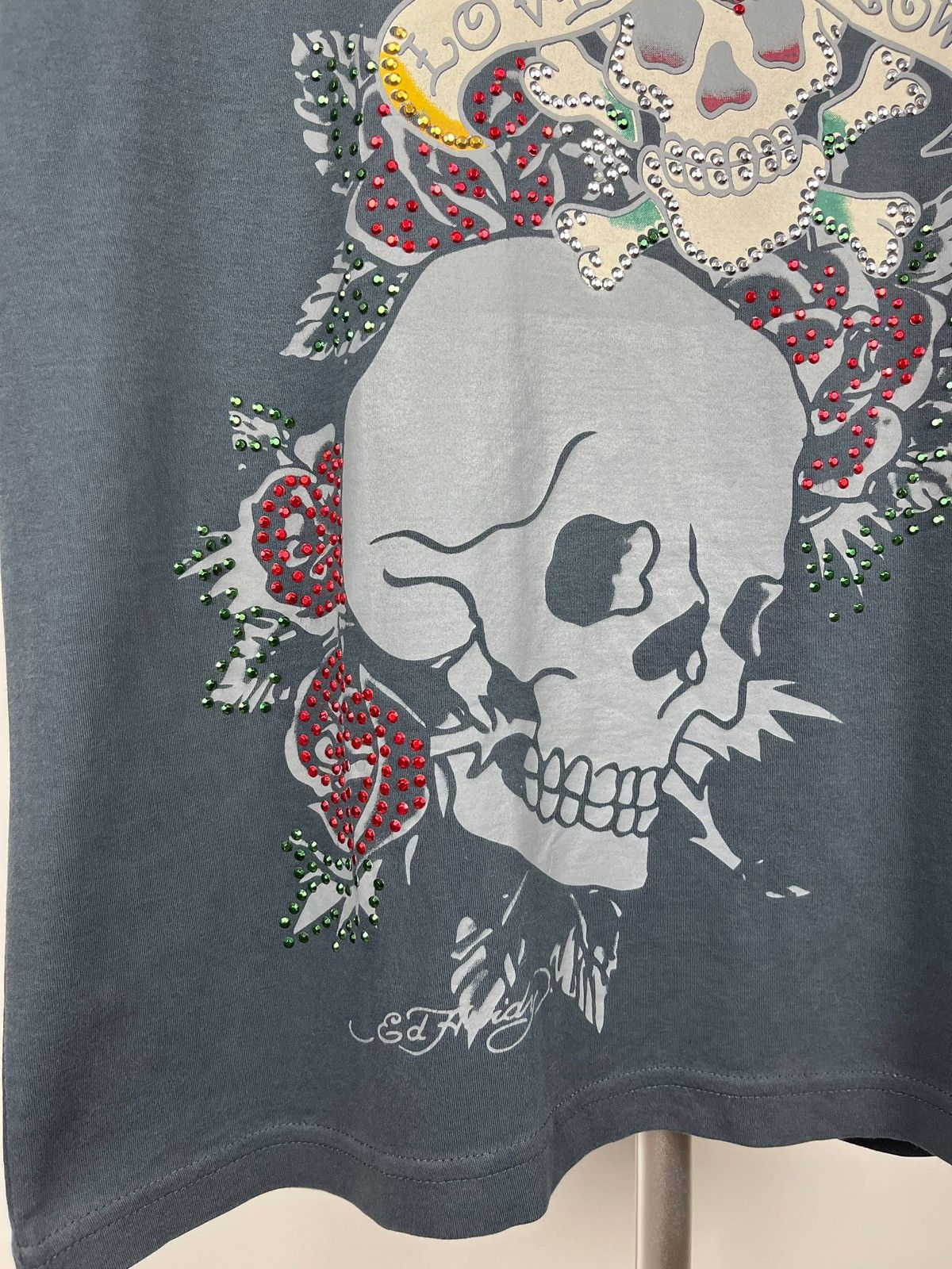 Ed Hardy Ed Hardy 🇺🇸 Love Kills Slowly Rhinestone Skull T-Shirt Y2K Size US XL / EU 56 / 4 - 2 Thumbnail