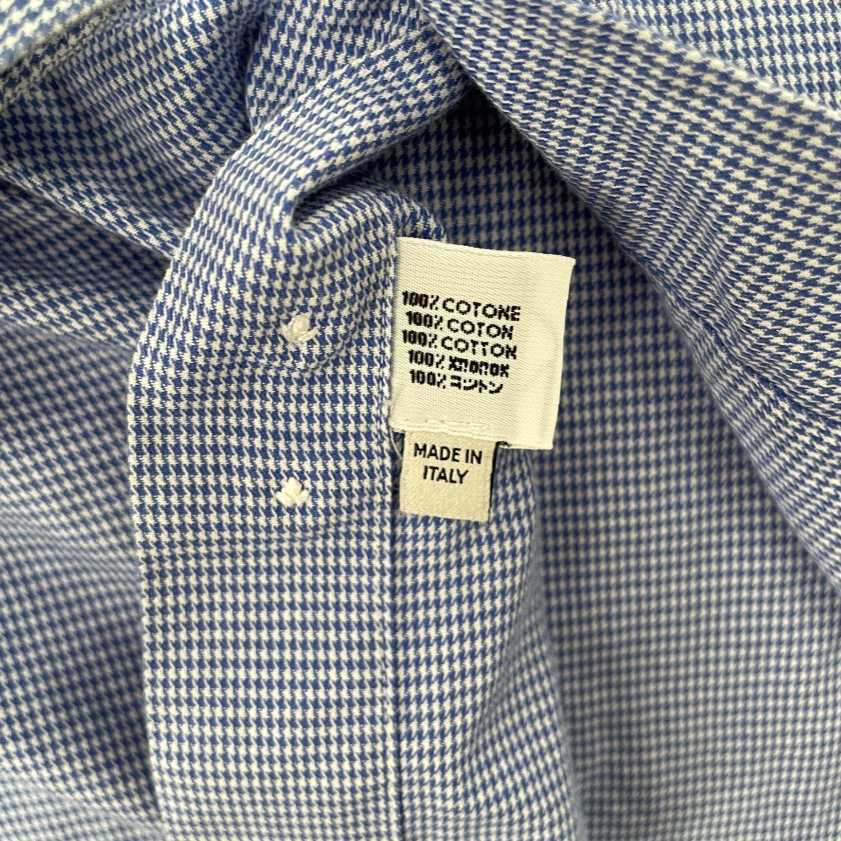 Valentino VINTAGE Valentino Shirt Men Long Sleeve Button Up Houndstooth Blue Italy 16.5 Mens Size US L / EU 52-54 / 3 - 7 Thumbnail